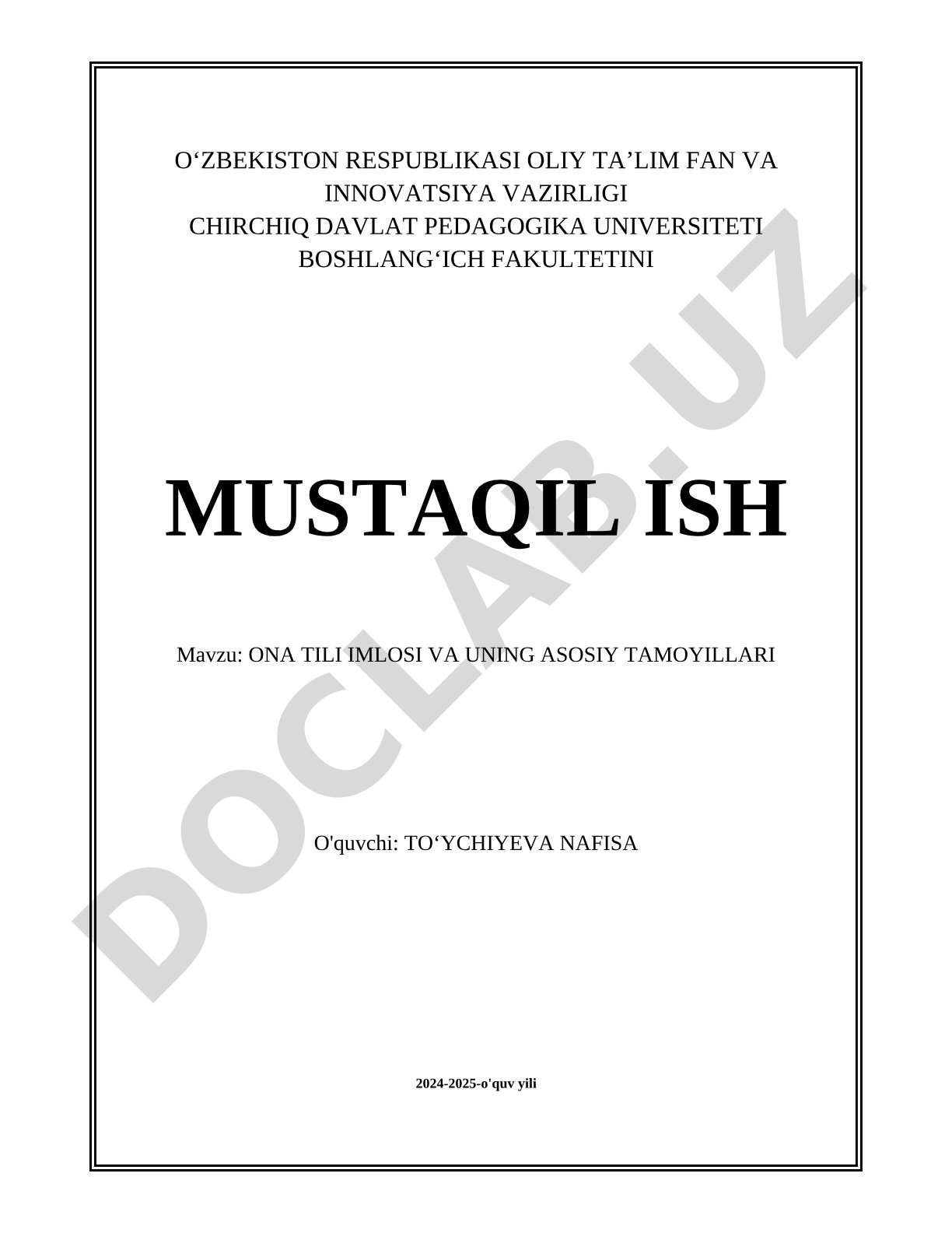 Ona tili imlosi va uning asosiy tamoyillari