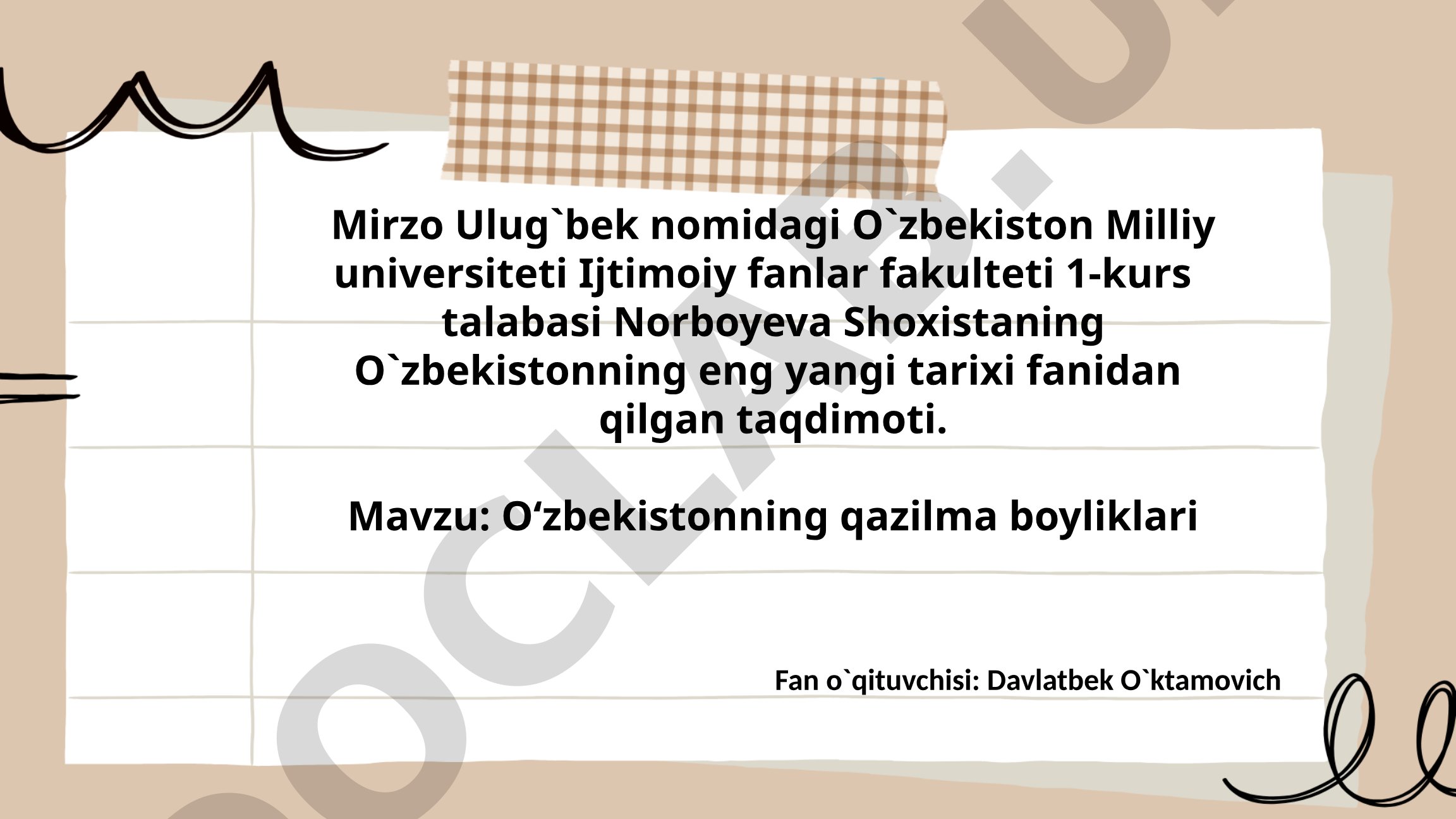 Oʻzbekistonning qazilma boyliklari