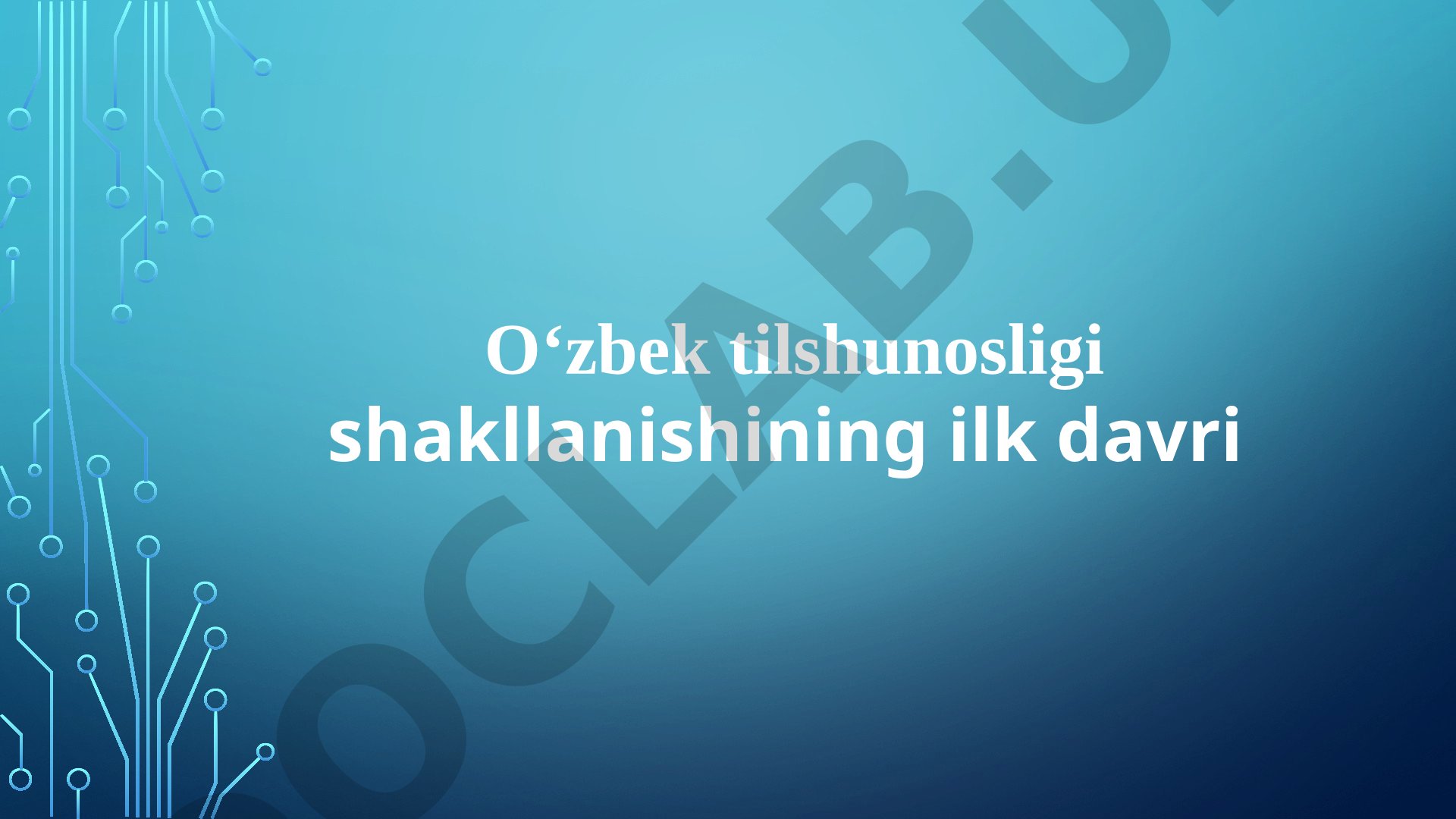 O‘zbek tilshunosligi shakllanishining ilk davri