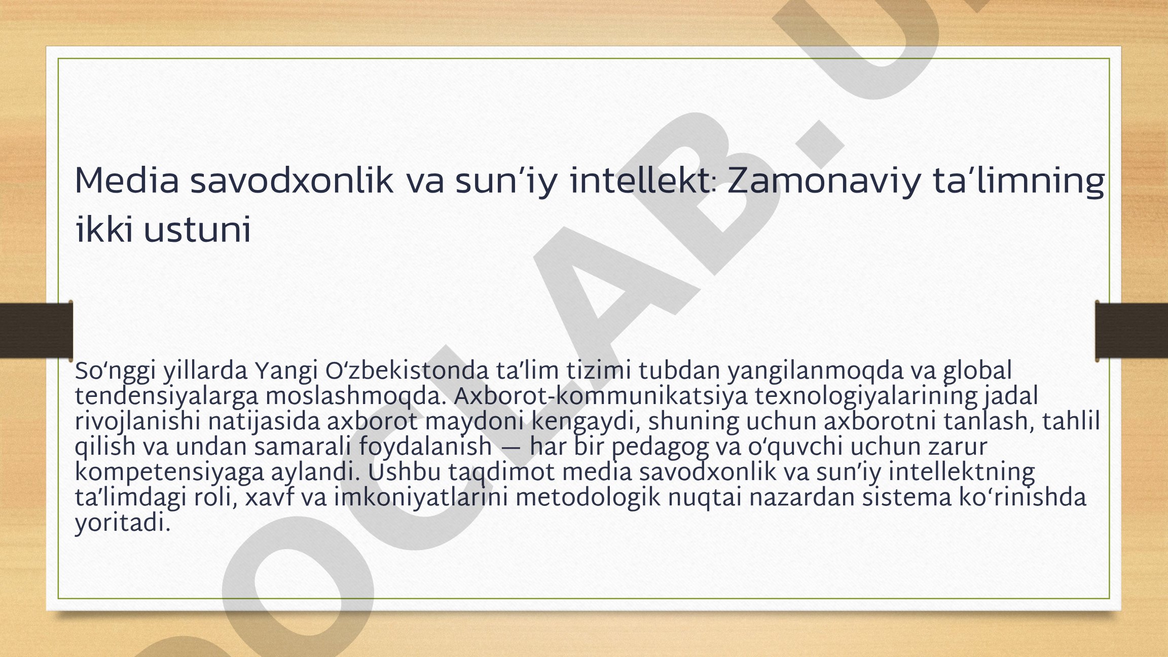 Media savodxonlik va sun'iy intellektning ta'limdagi roli