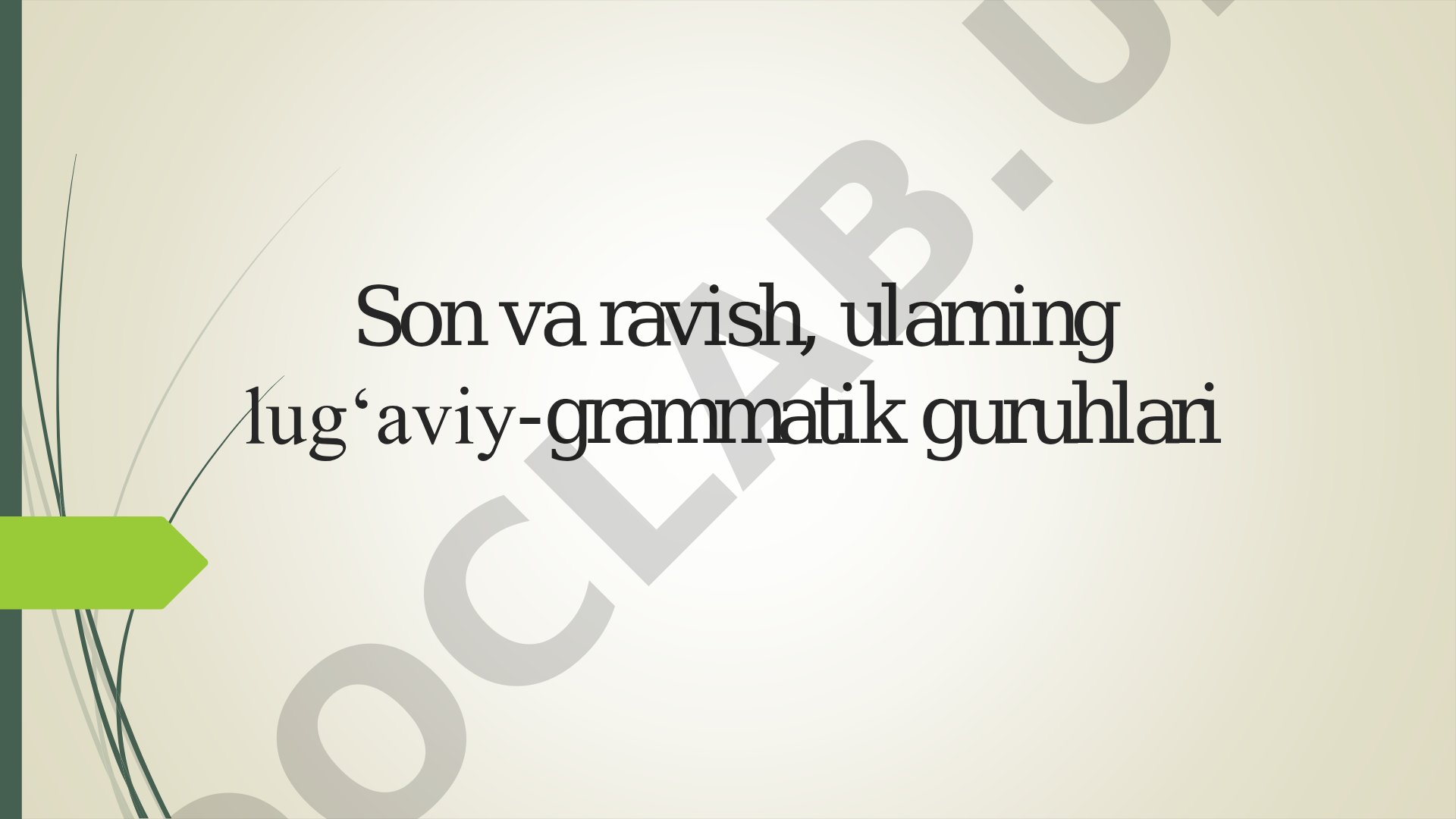 Son va ravish, ularning lug‘aviy-grammatik guruhlari