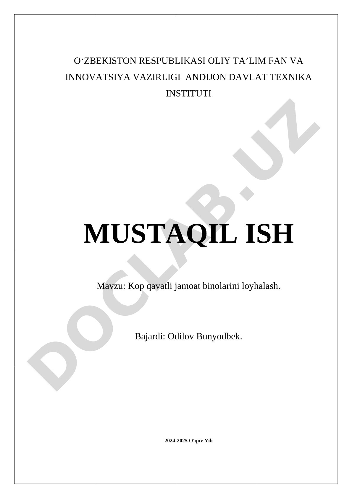 Ko'p qavatli jamoat binolarini loyhalash