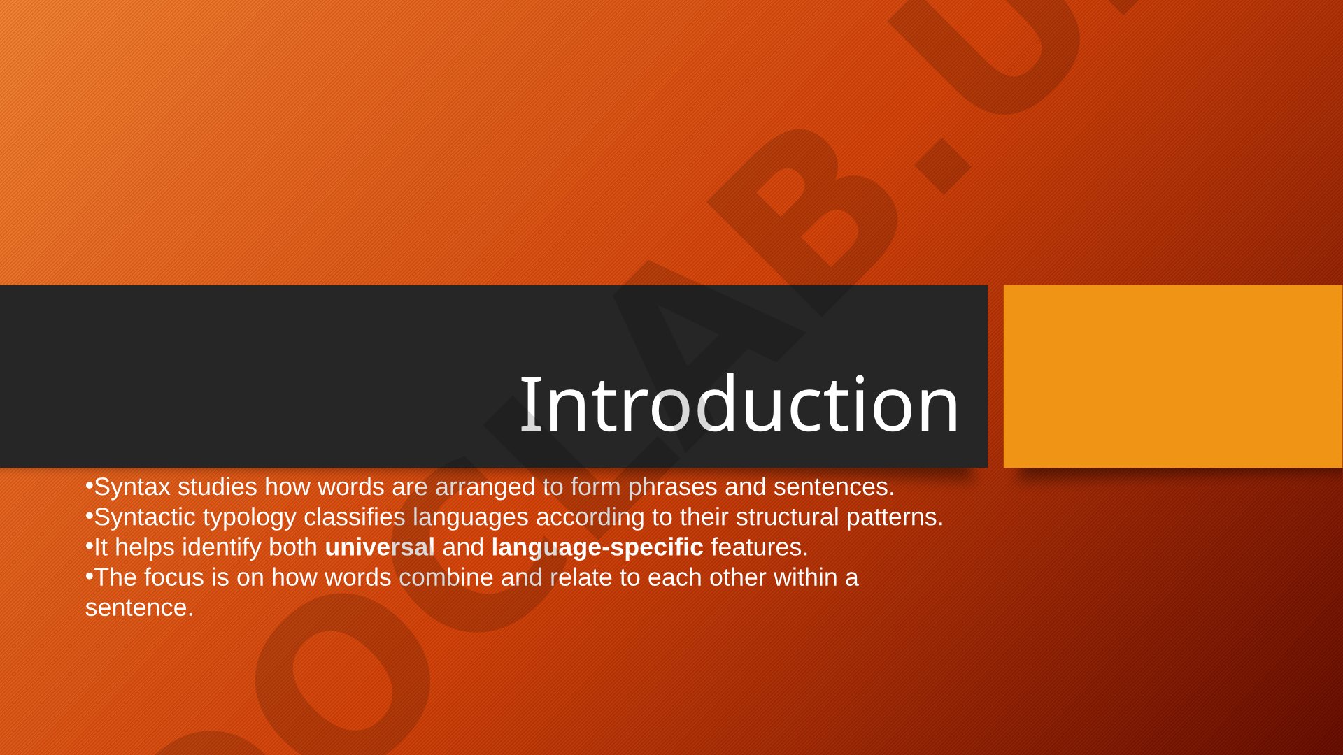 Syntactic Typology: Word Order and Head Directionality