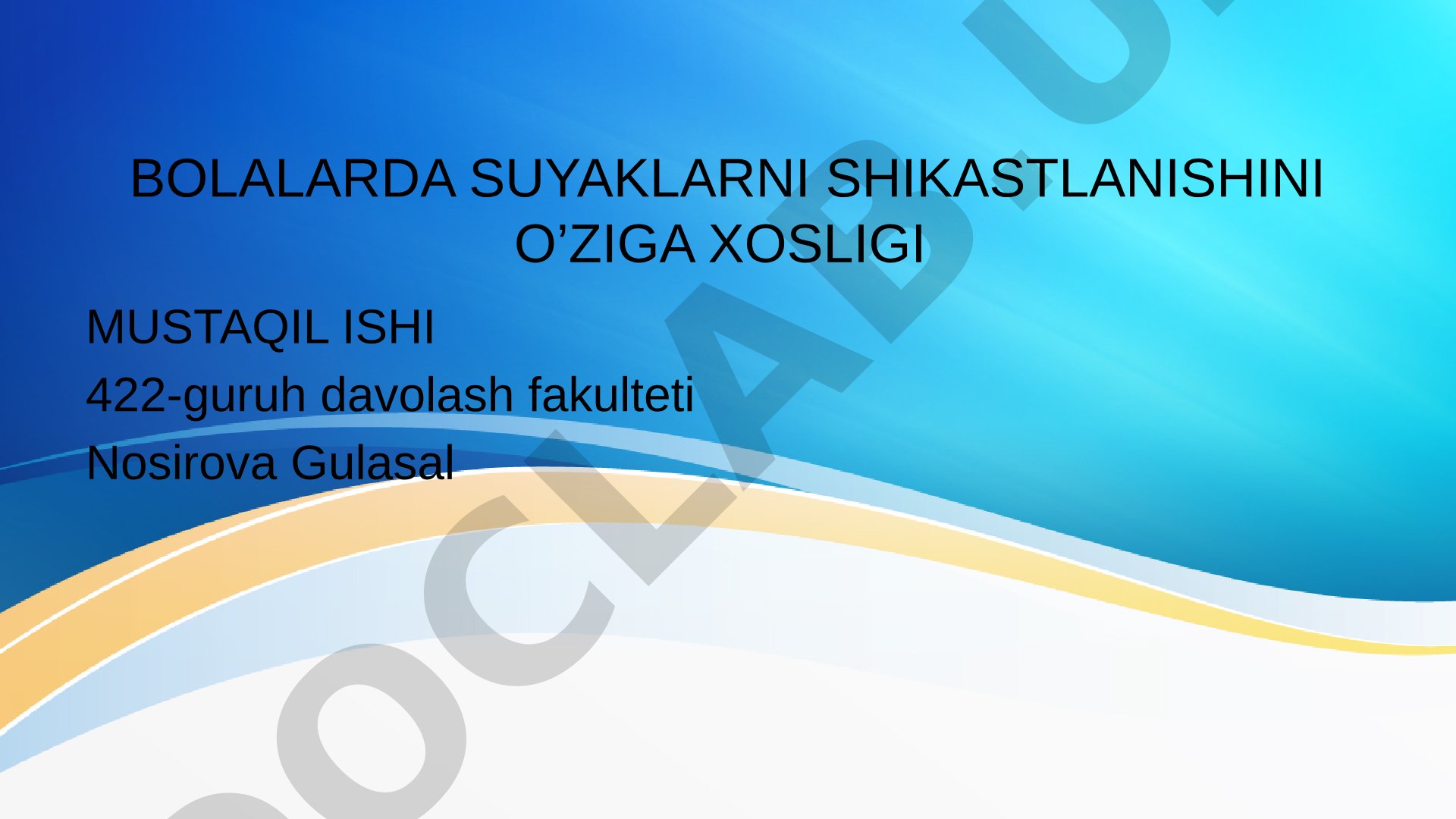 Bolalarda suyaklarni shikastlanishining o'ziga xosligi