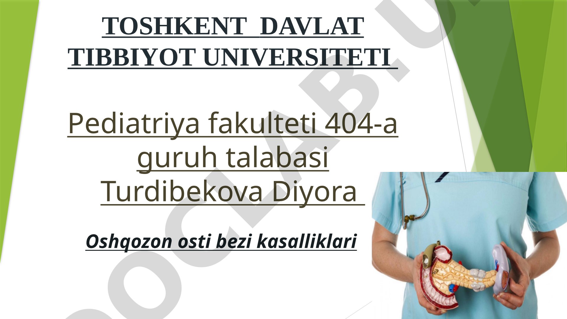 Oshqozon osti bezi kasalliklari