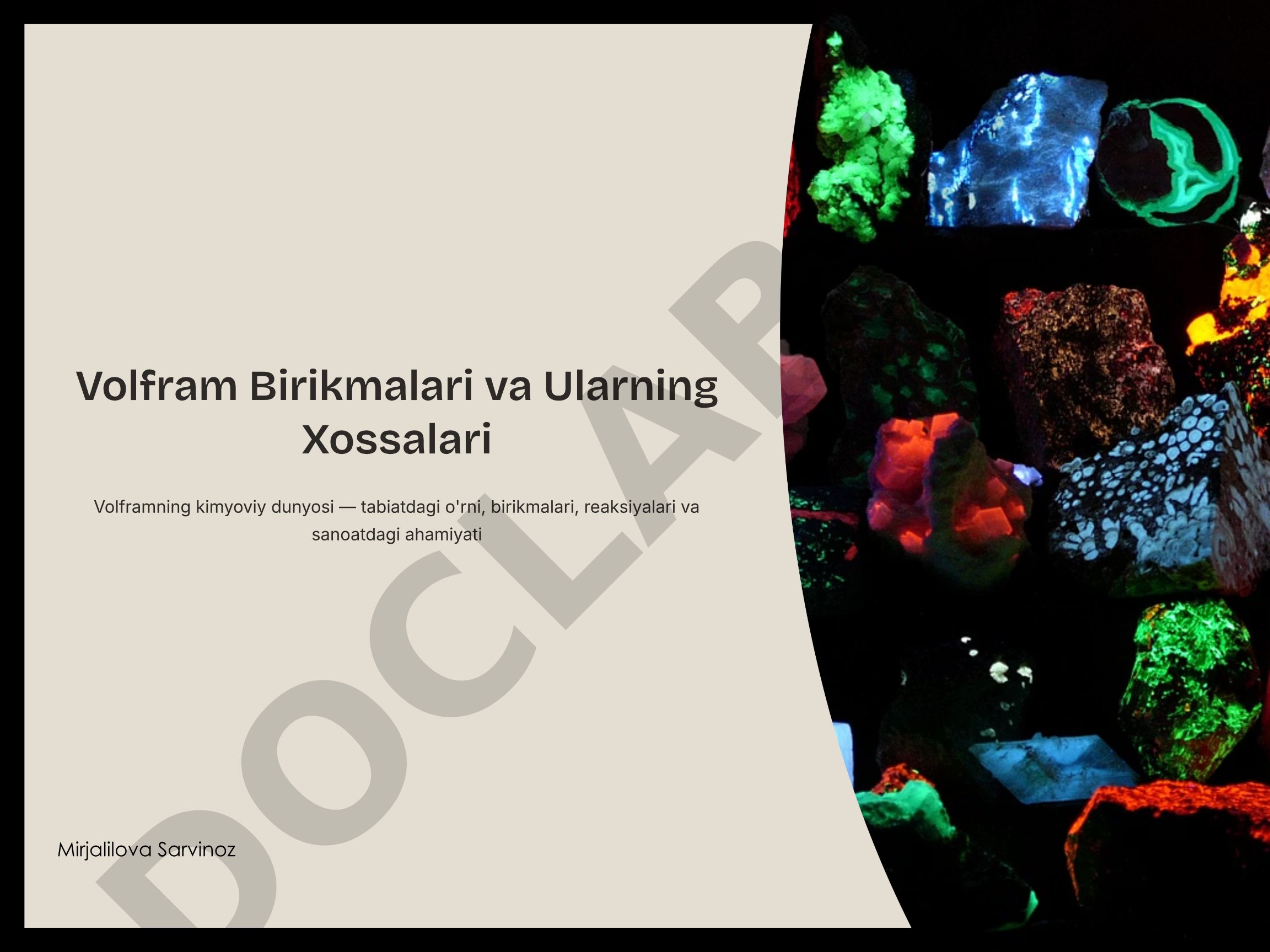 Volfram birikmalari va ularning xossalari