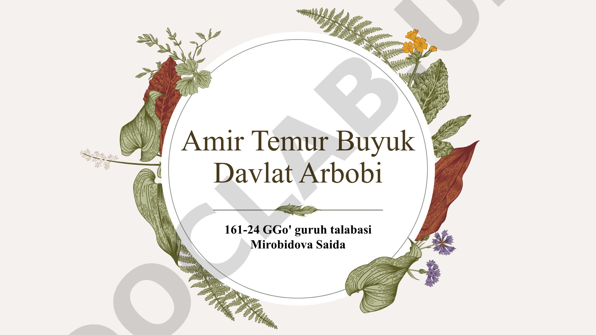 Amir Temur Buyuk Davlat Arbobi