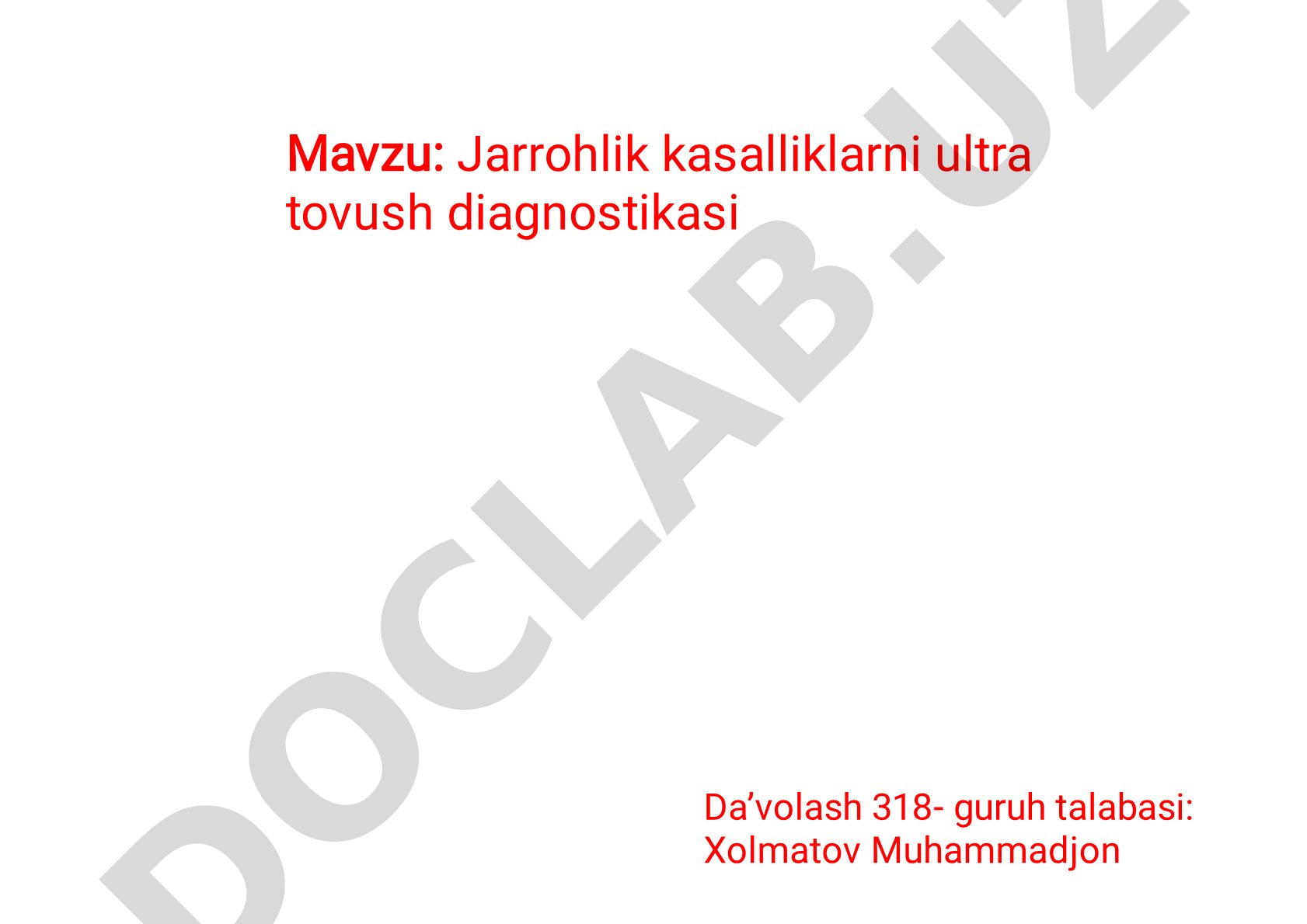 Jarrohlik kasalliklarni ultra tovush diagnostikasi