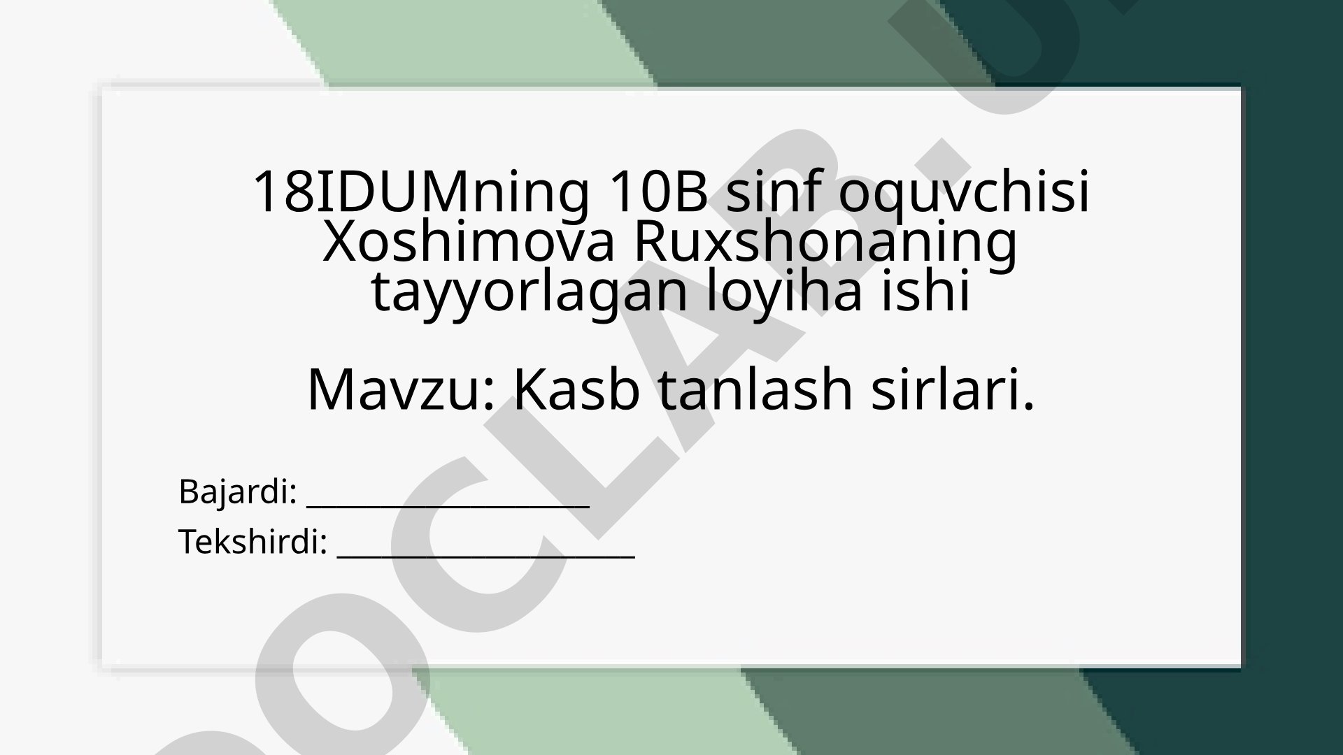 Kasb tanlash sirlari