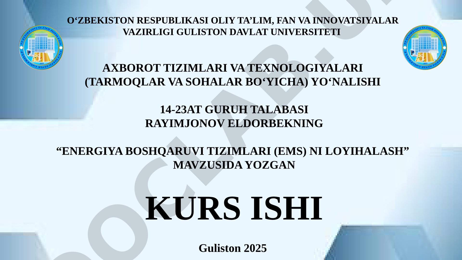 Energiya boshqaruvi tizimlari (EMS) ni loyihalash