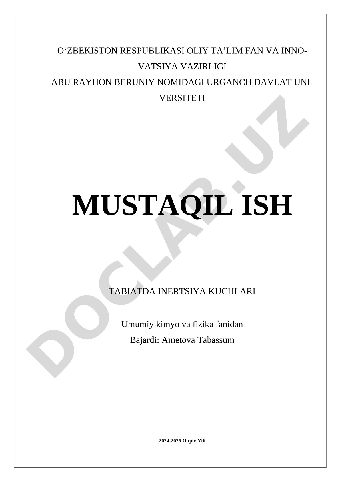 Tabiatda inersiya kuchlari