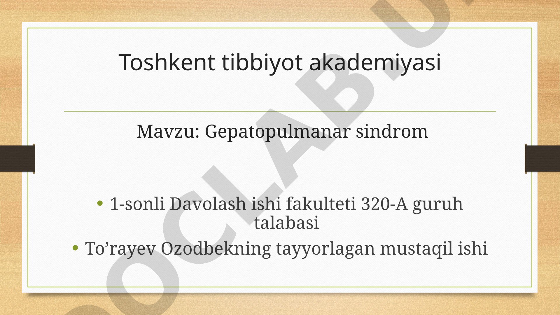 Gepatopulmanar sindrom