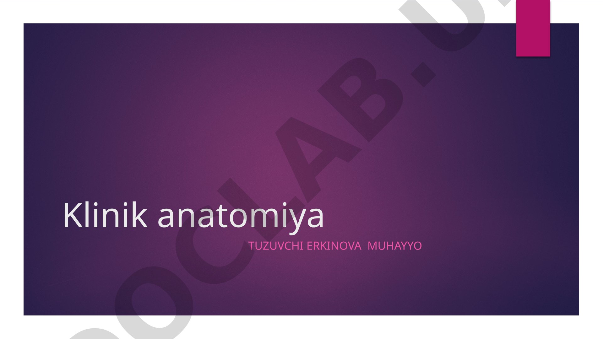 Klinik anatomiya: Zamonaviy ogʻriqsizlantirish usullari va jarrohlik texnologiyalari