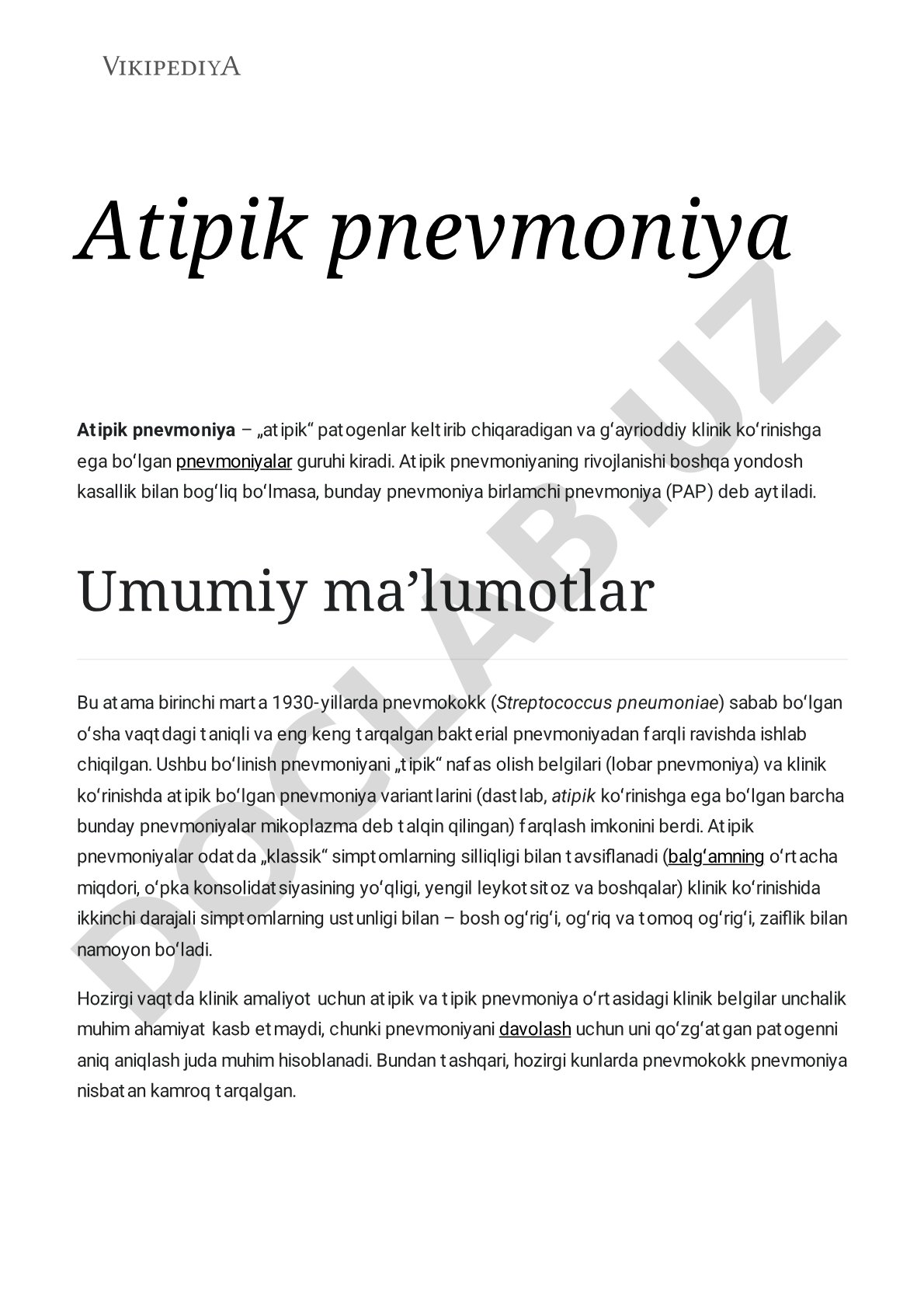 Atipik pnevmoniya