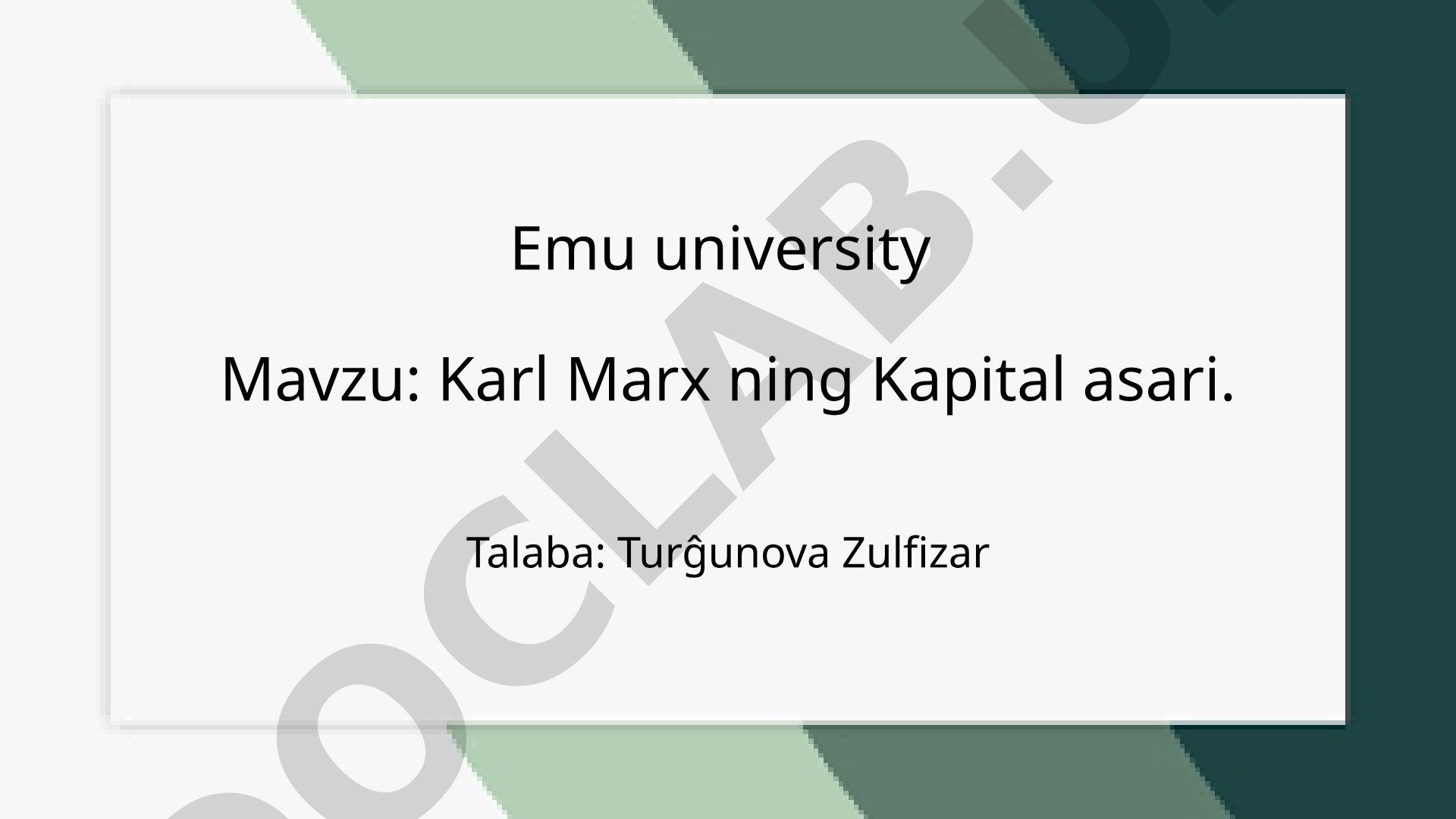Karl Marx ning Kapital asari