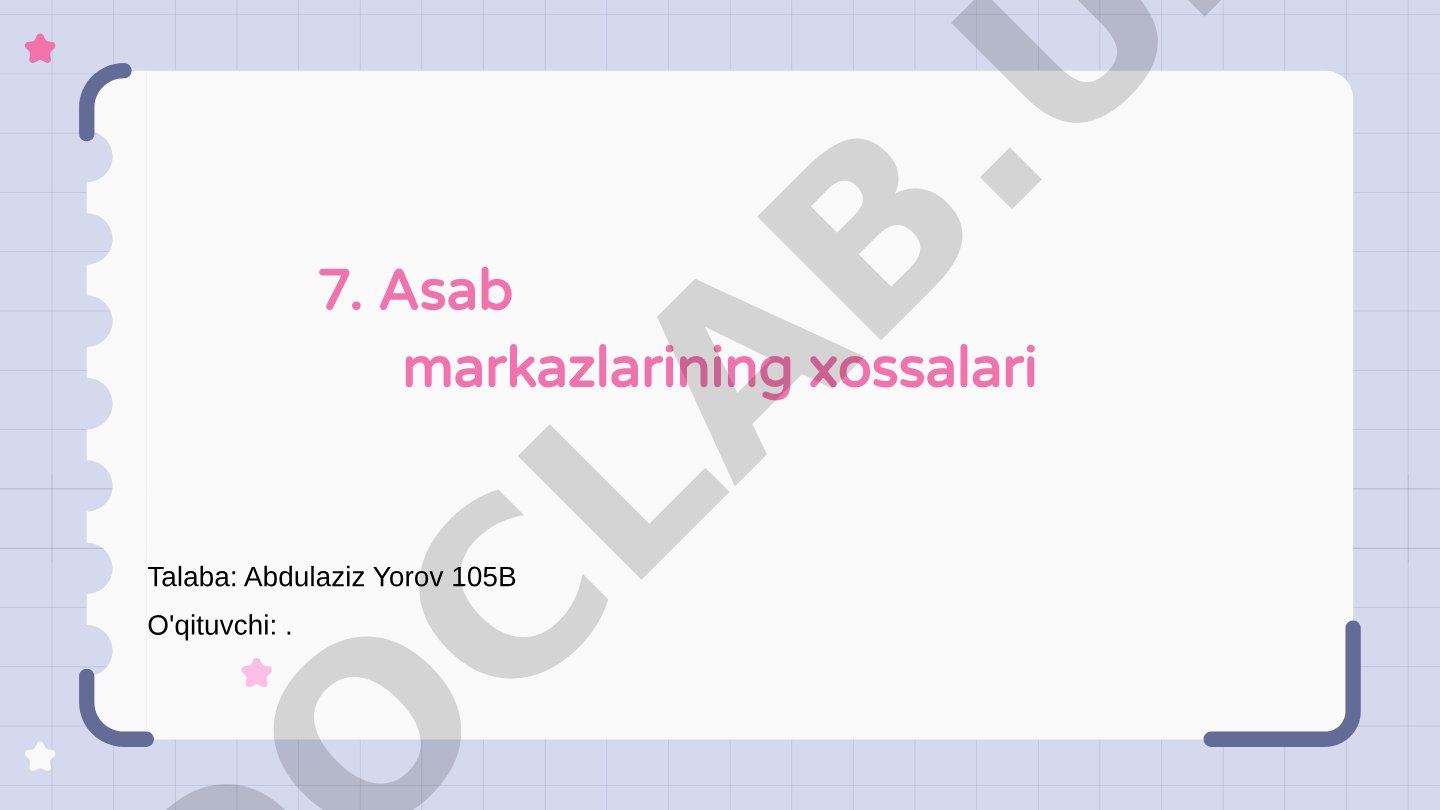 Asab markazlarining xossalari