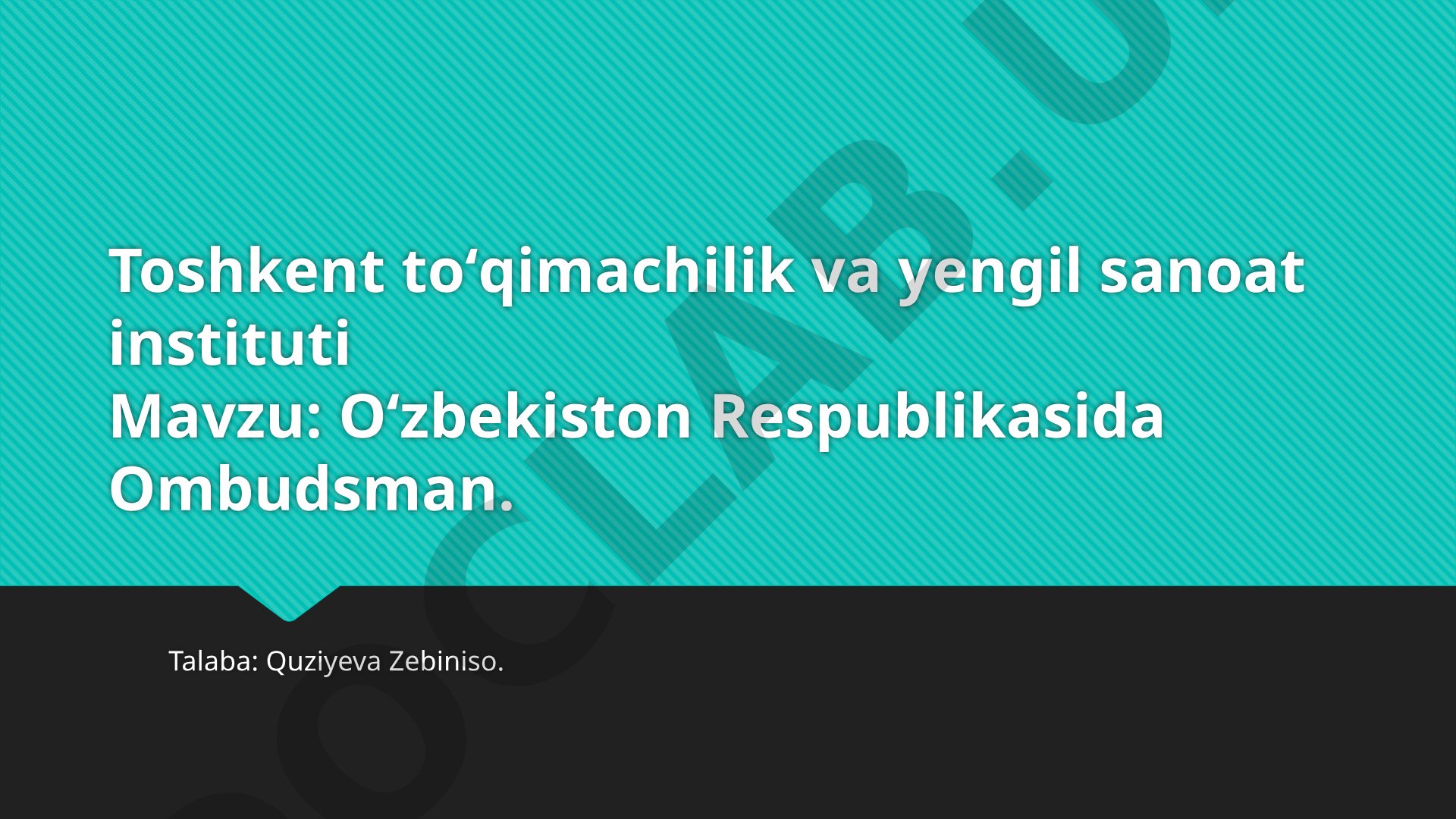 Oʻzbekiston Respublikasida Ombudsman