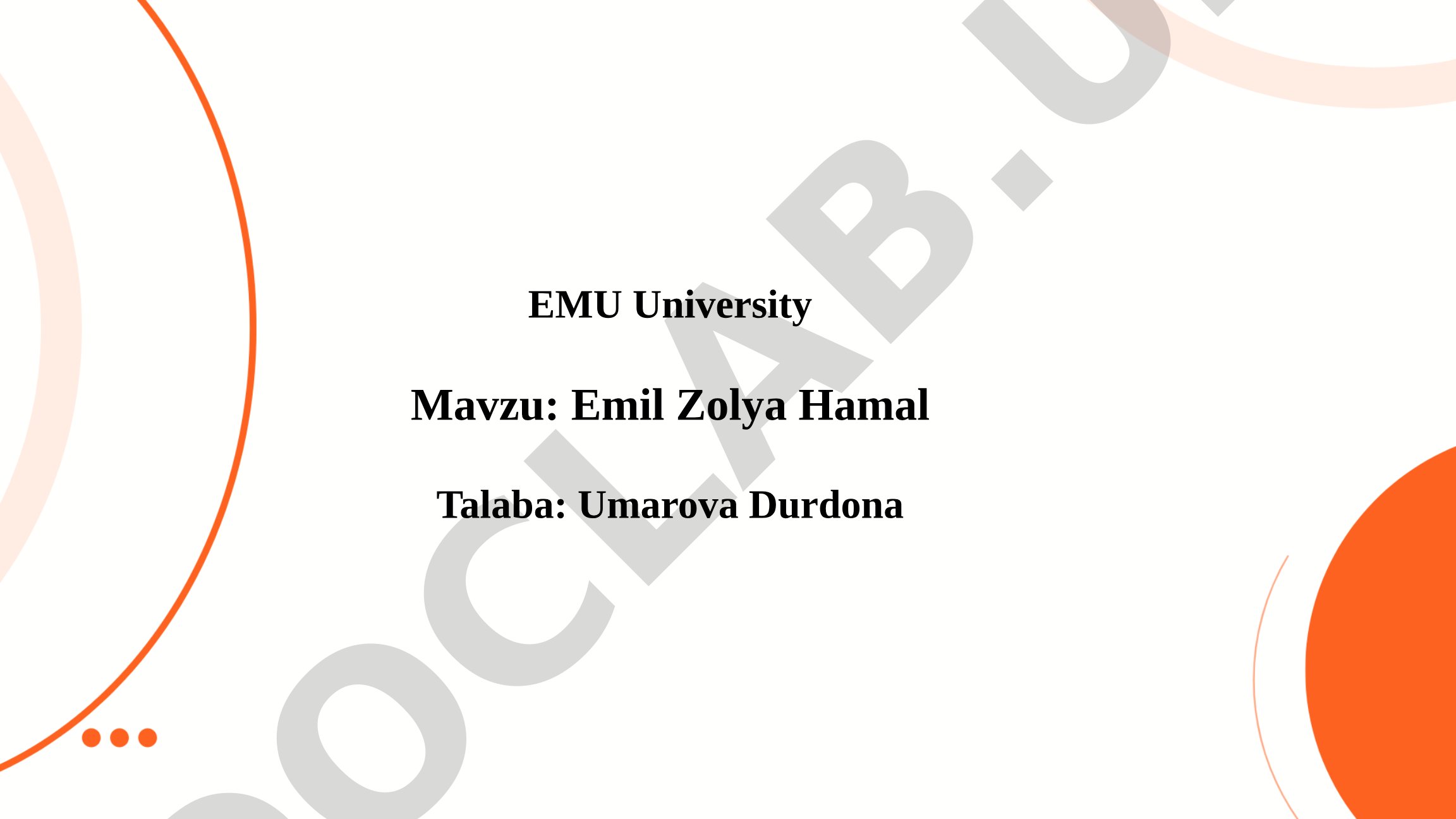 Emil Zolya Hamal romanining tahlili