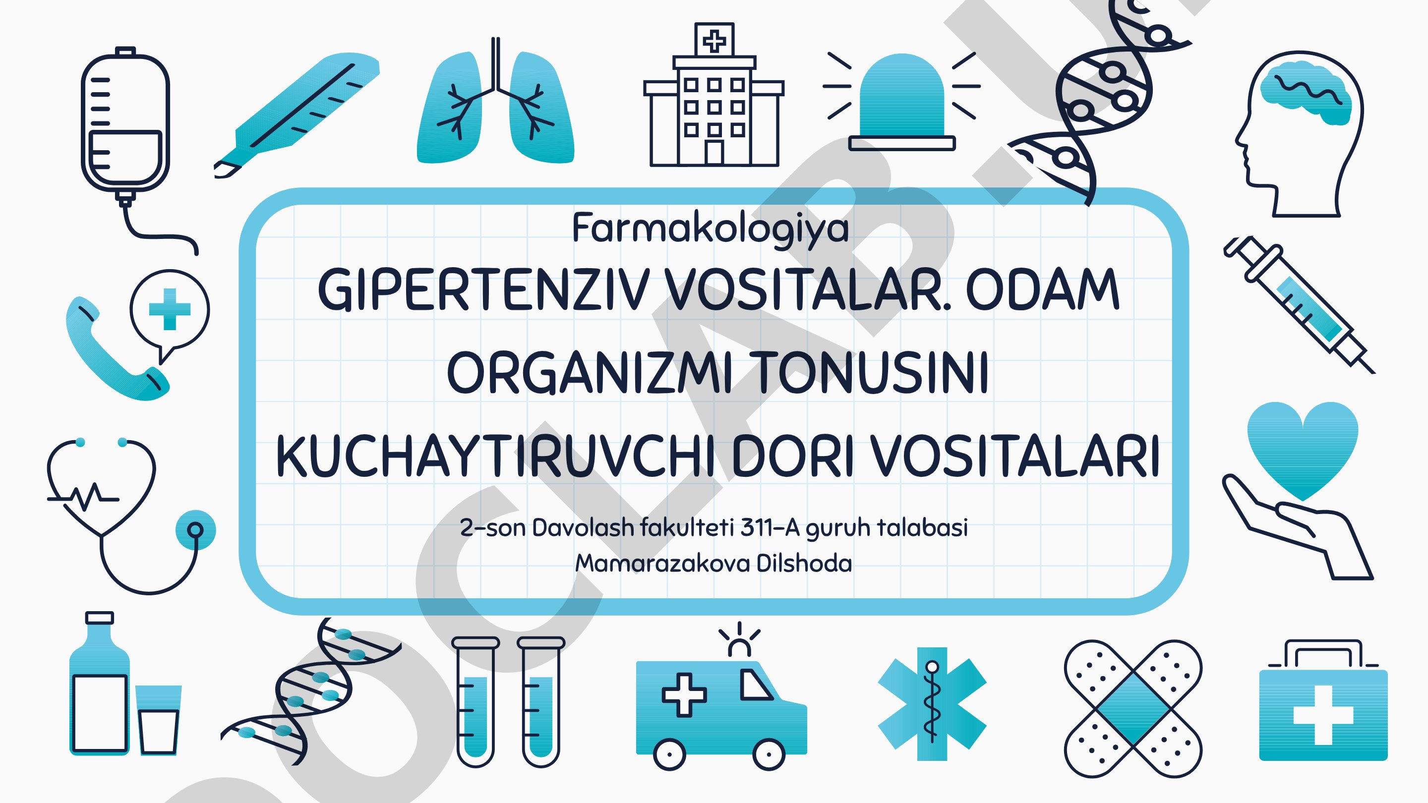 Gipertenziv vositalar. Odam organizmi tonusini kuchaytiruvchi dori vositalari