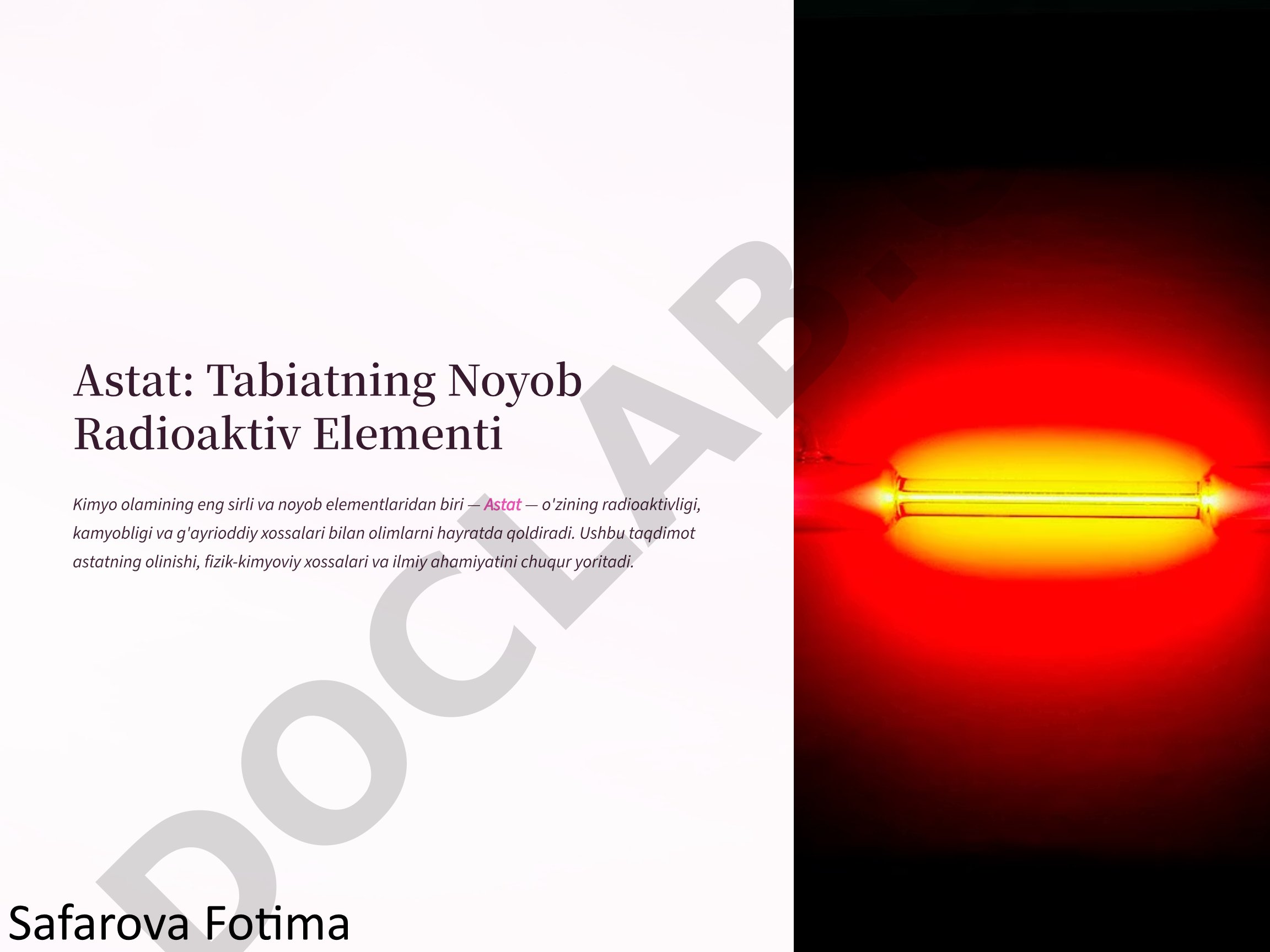 Astat: Tabiatning Noyob Radioaktiv Elementi