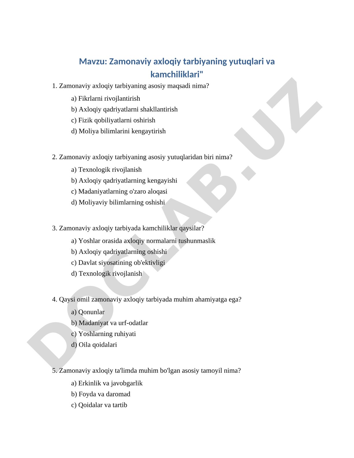 Zamonaviy axloqiy tarbiyaning yutuqlari va kamchiliklari