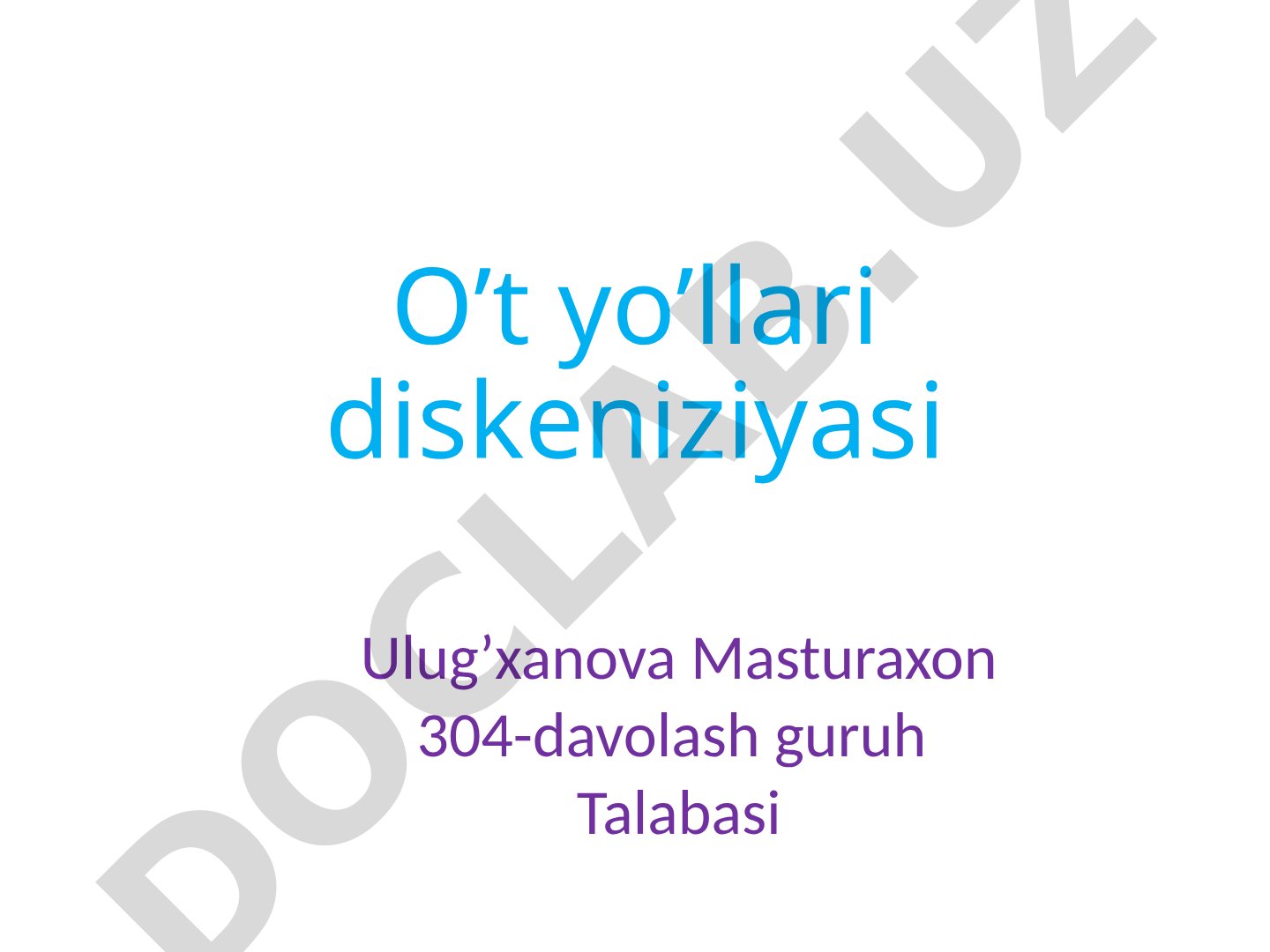 O't yo'llari diskeniziyasi