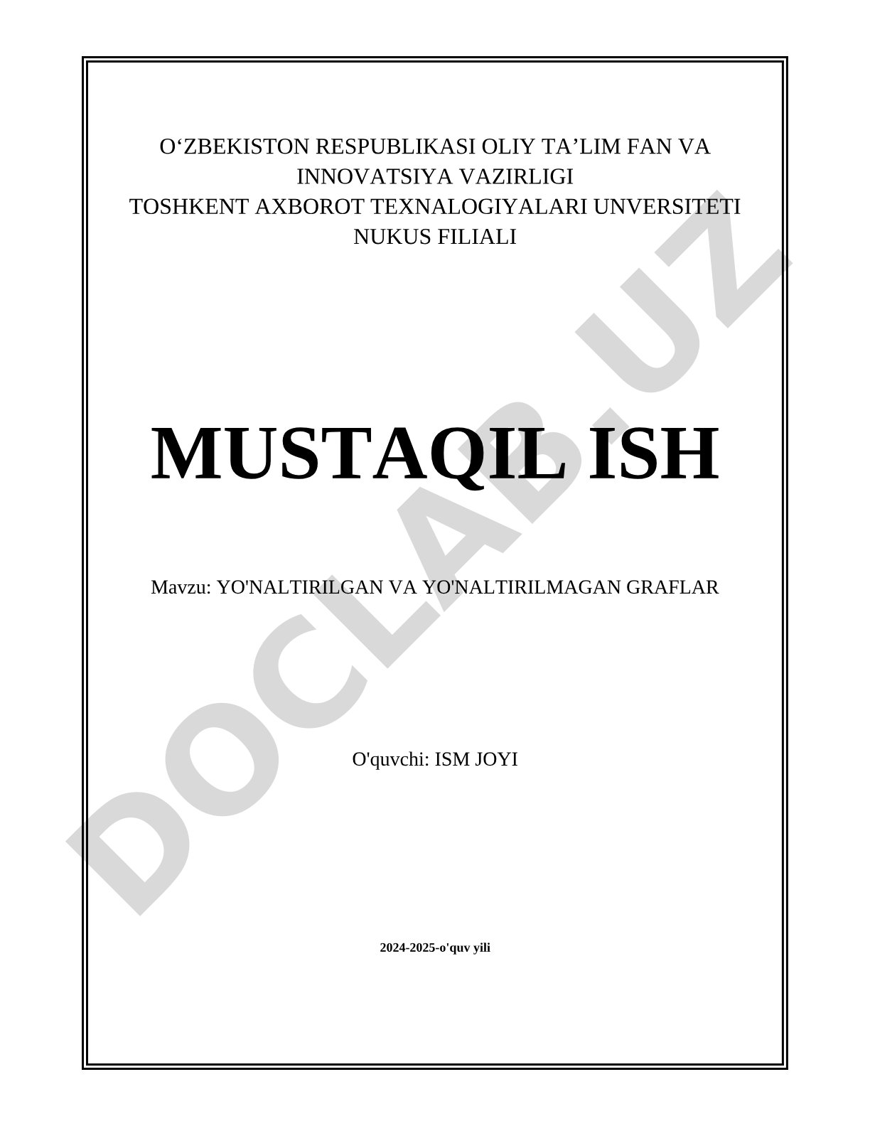 Yo'naltirilgan va yo'naltirilmagan graflar