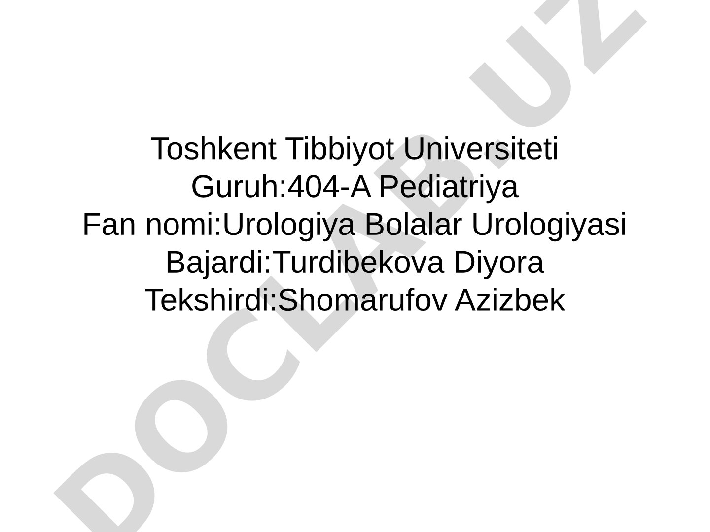 Bolalar Urologiyasi