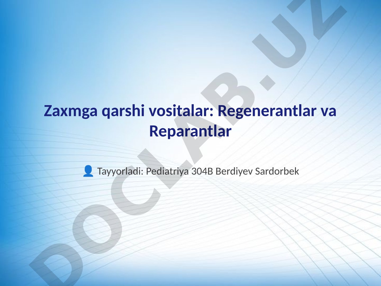 Zaxmga qarshi vositalar: Regenerantlar va Reparantlar