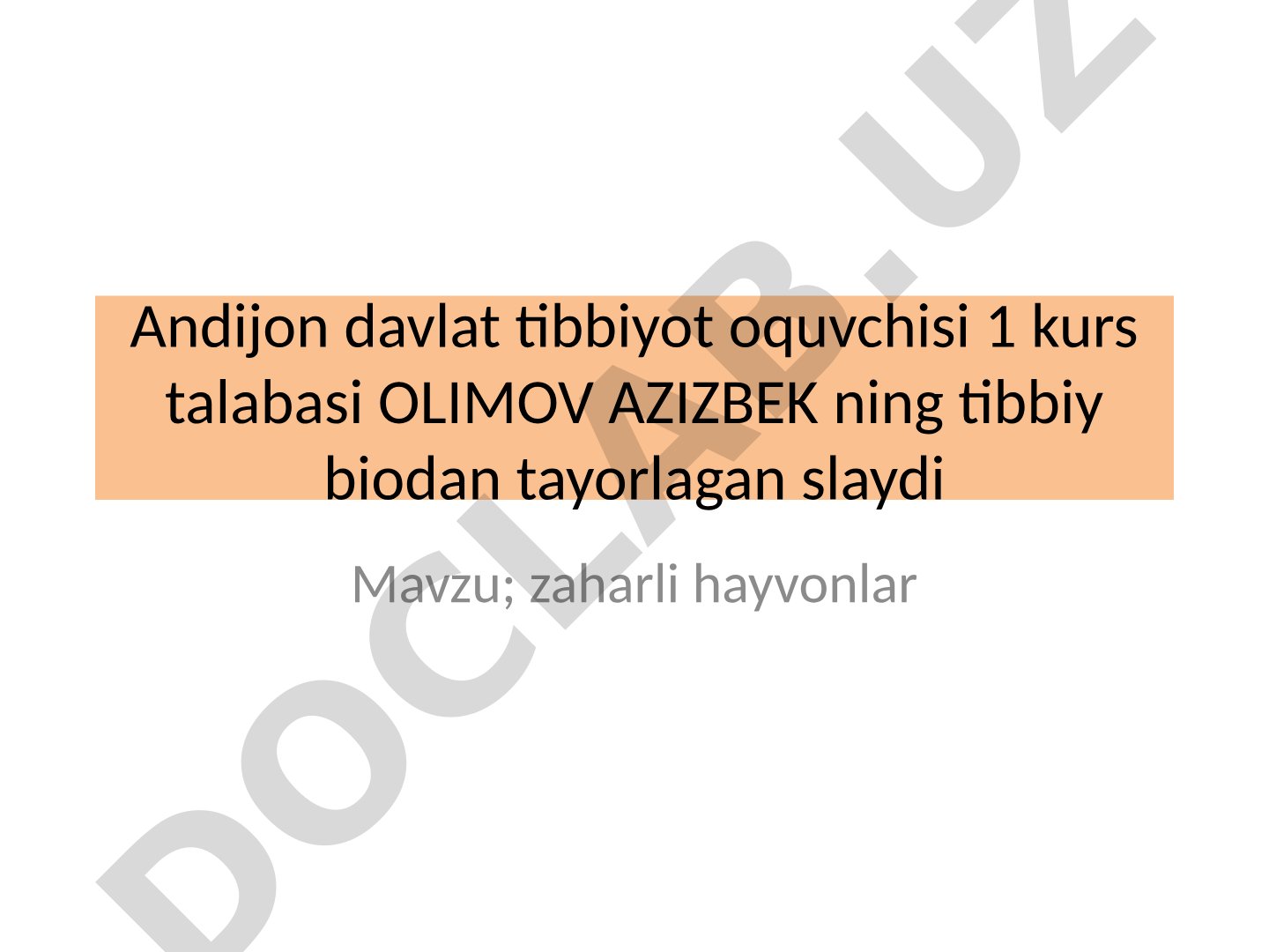 Zaharli hayvonlar