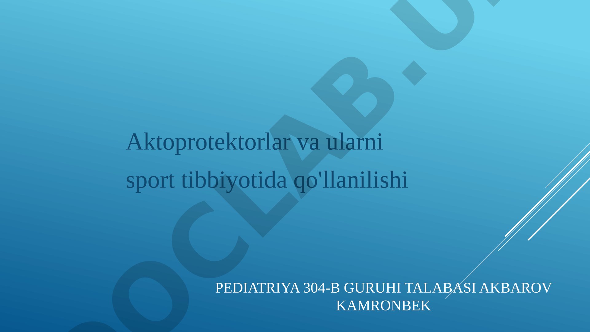 Aktoprotektorlar va ularni sport tibbiyotida qo'llanilishi