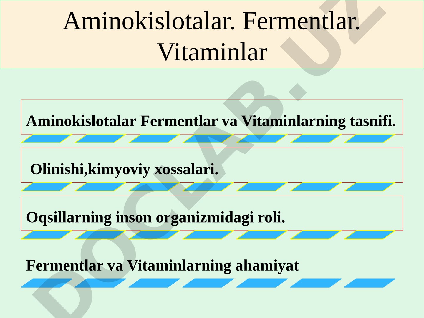 Aminokislotalar, Fermentlar va Vitaminlar