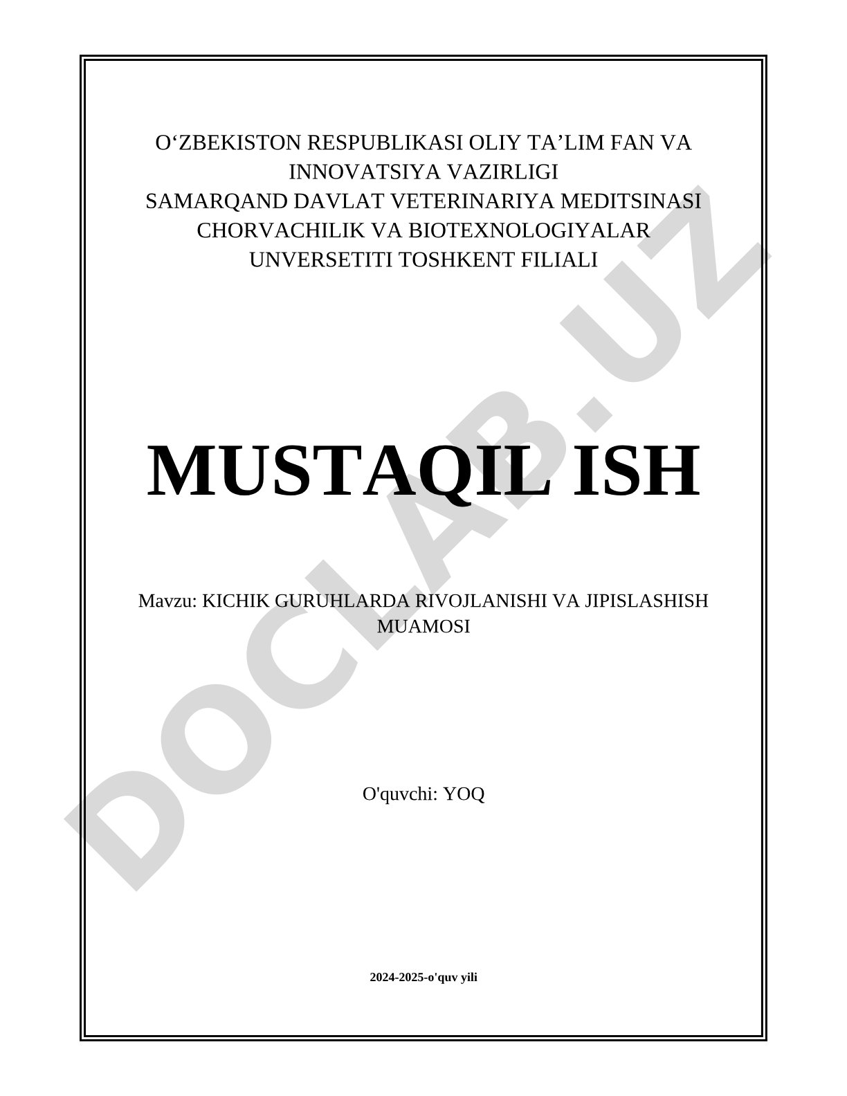 Kichik guruhlarda rivojlanishi va jipslashish muammosi
