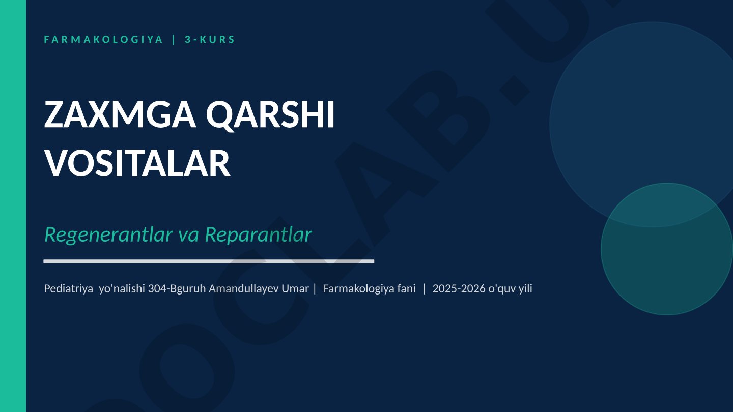 Zaxmga qarshi vositalar va regenerantlar, reparantlar