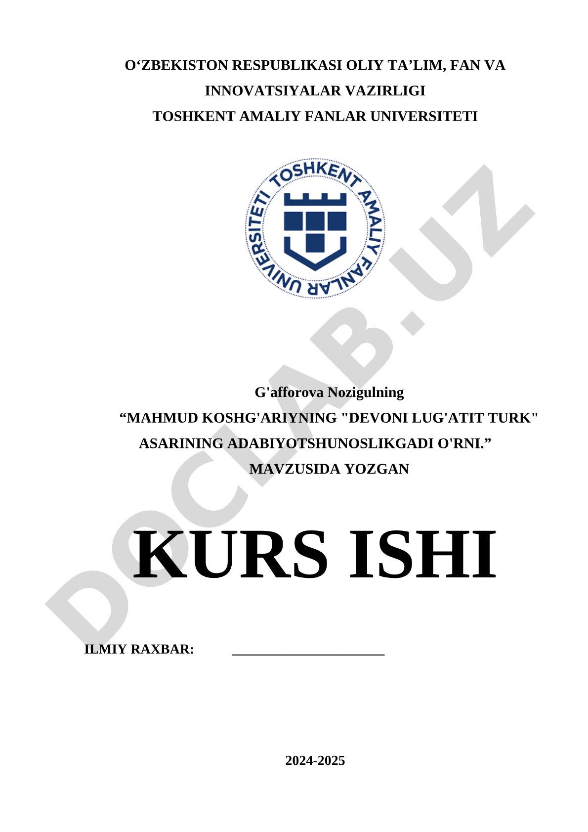 Mahmud Koshg'ariyning "Devoni Lug'atit Turk" asarining adabiyotshunoslikdagi o'rni