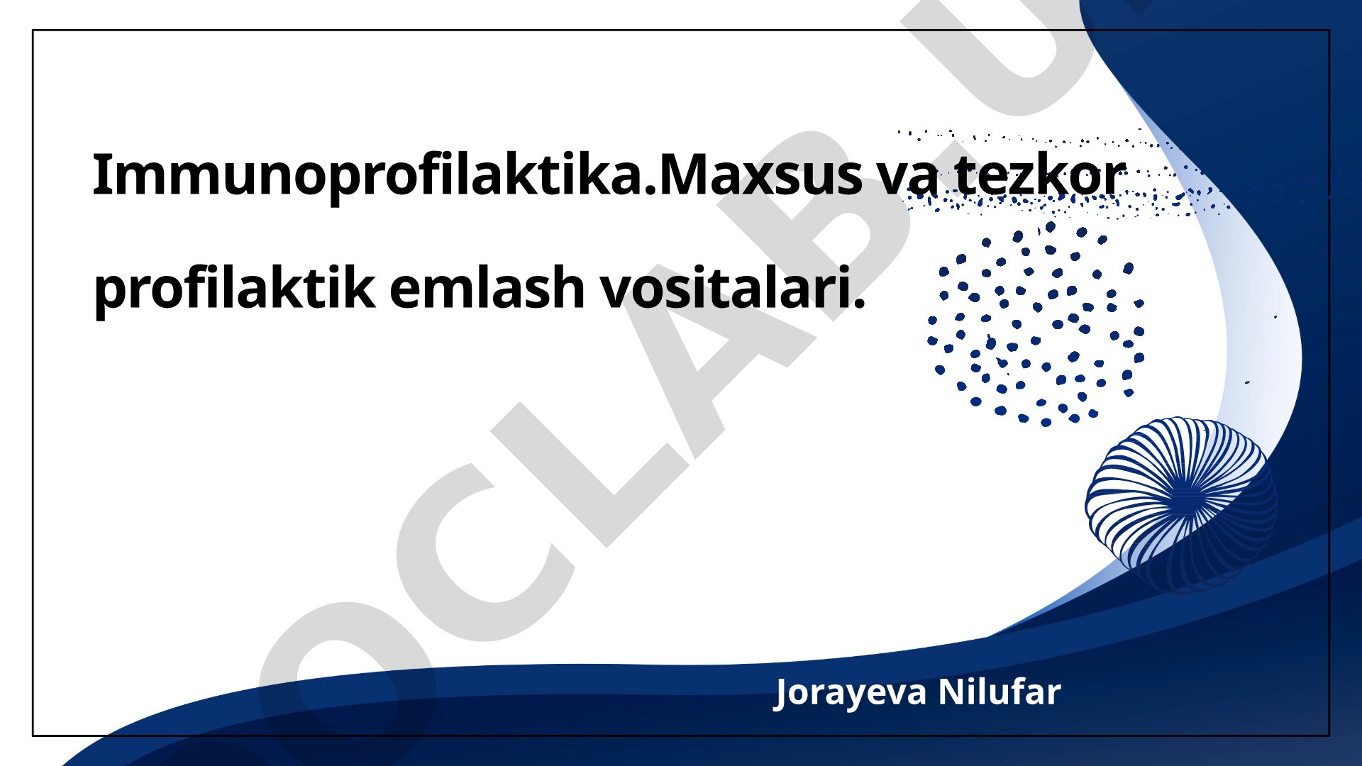 Immunoprofilaktika. Maxsus va tezkor profilaktik emlash vositalari
