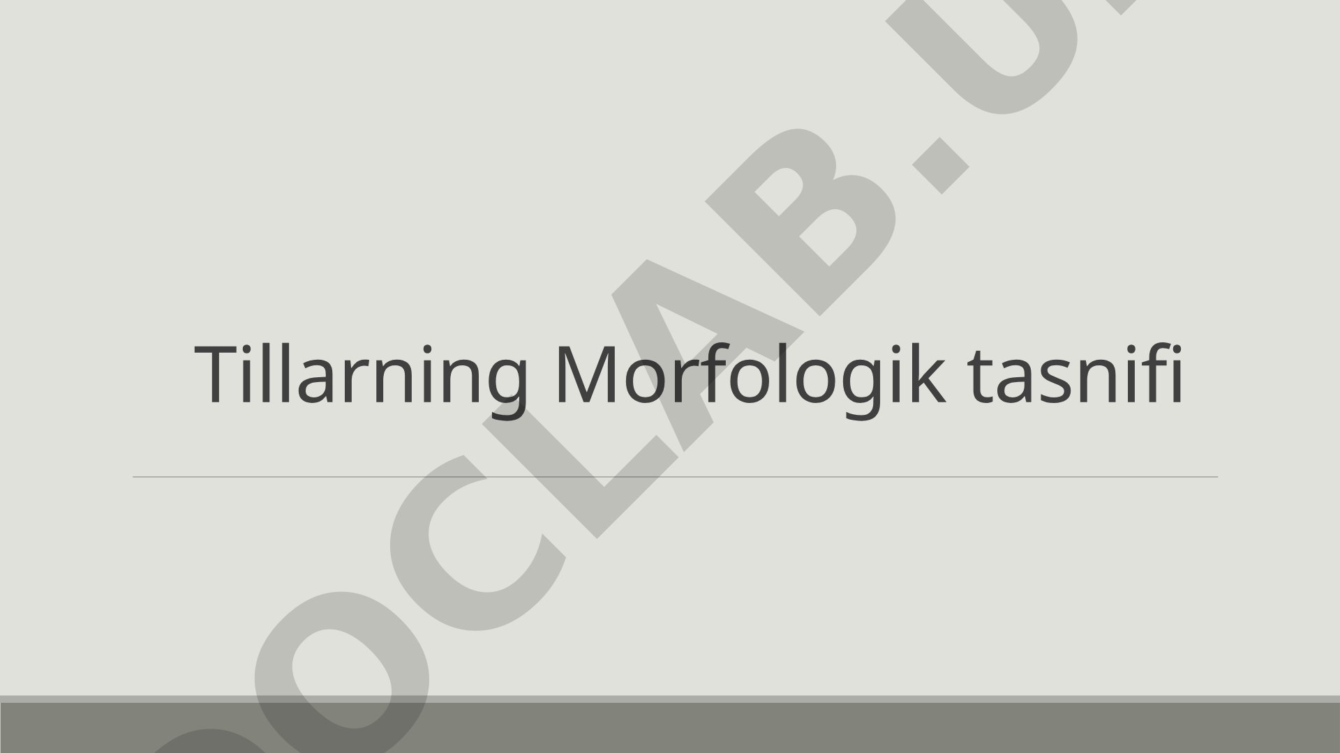 Tillarning morfologik tasnifi va tipologiyasi