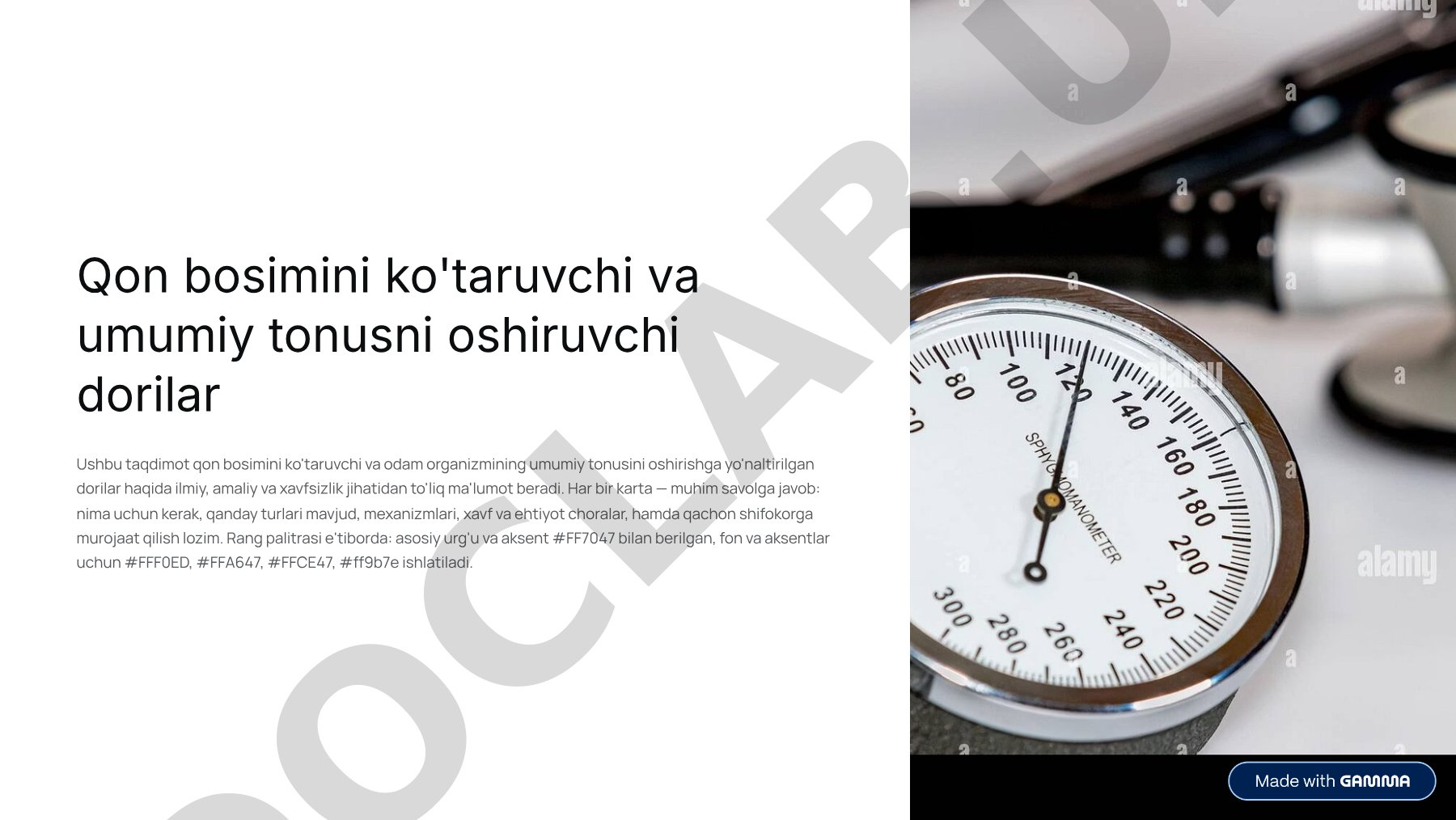 Qon bosimini ko'taruvchi va umumiy tonusni oshiruvchi dorilar