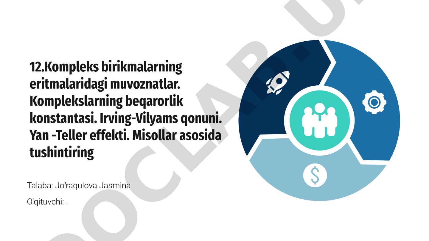 Kompleks birikmalarning eritmalaridagi muvozanatlar va beqarorlik konstantasi