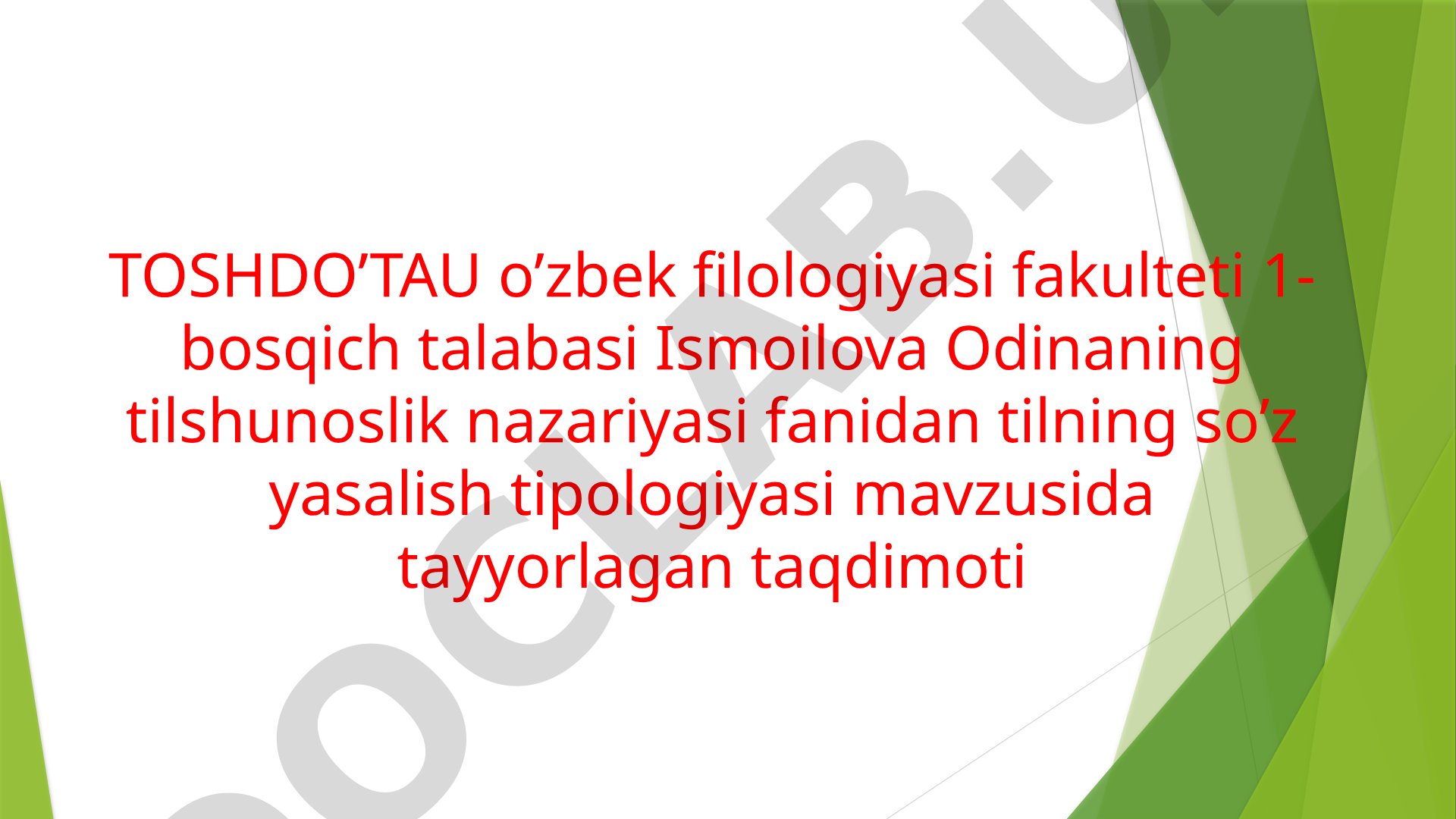 Tilning so'z yasalish tipologiyasi