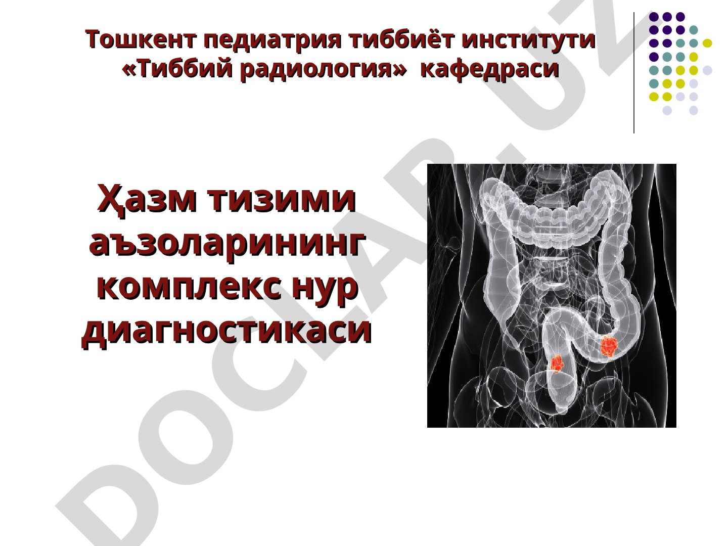 Ҳазм тизими аъзоларининг комплекс нур диагностикаси ва рентгенологик текширув усуллари