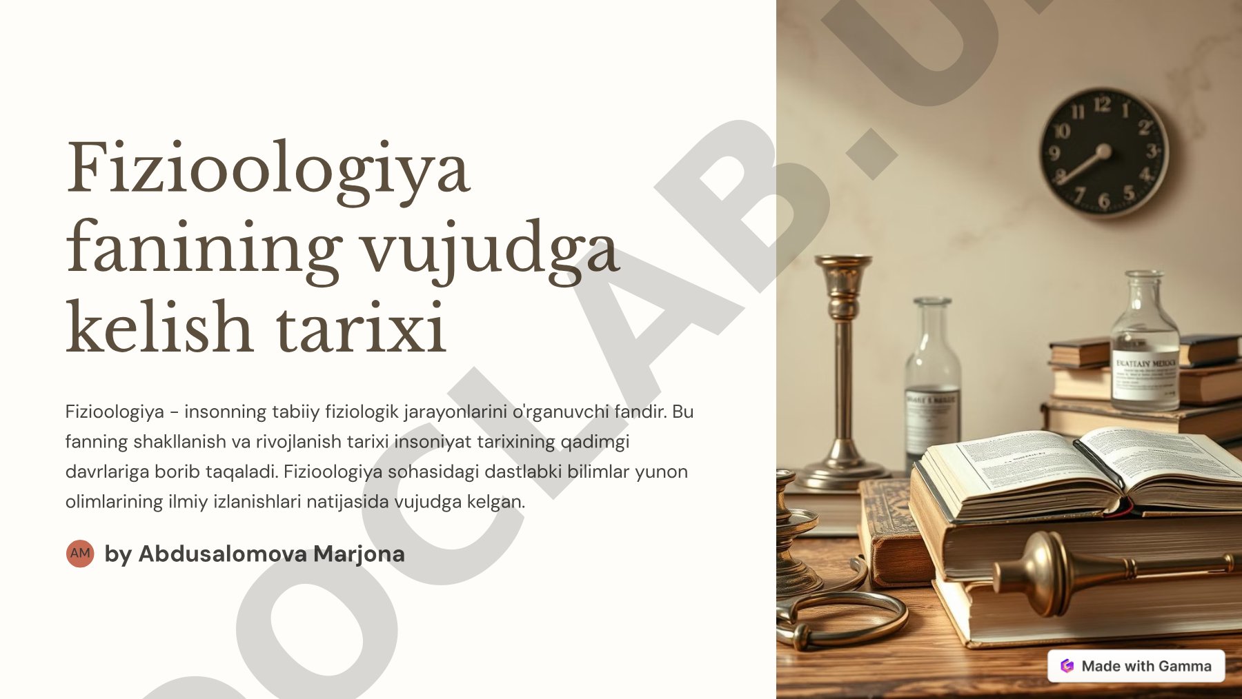 Fiziologiya fanining vujudga kelish tarixi