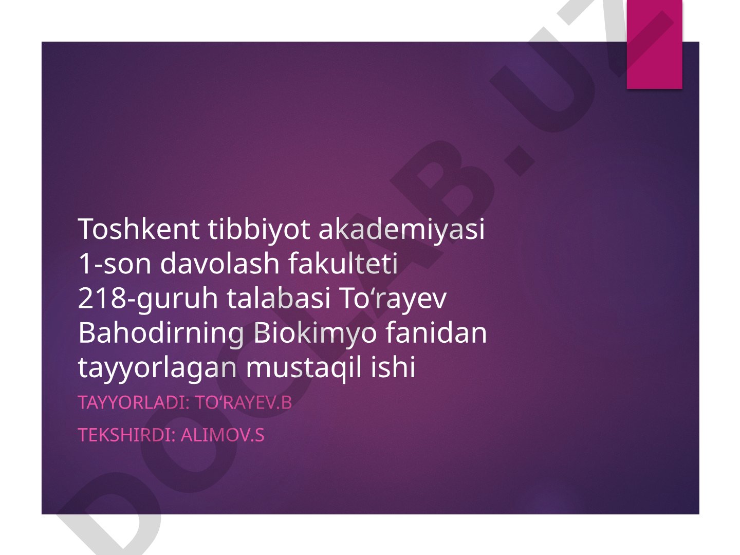 Alkogolning jigarga ta'siri biokimyoviy asoslari