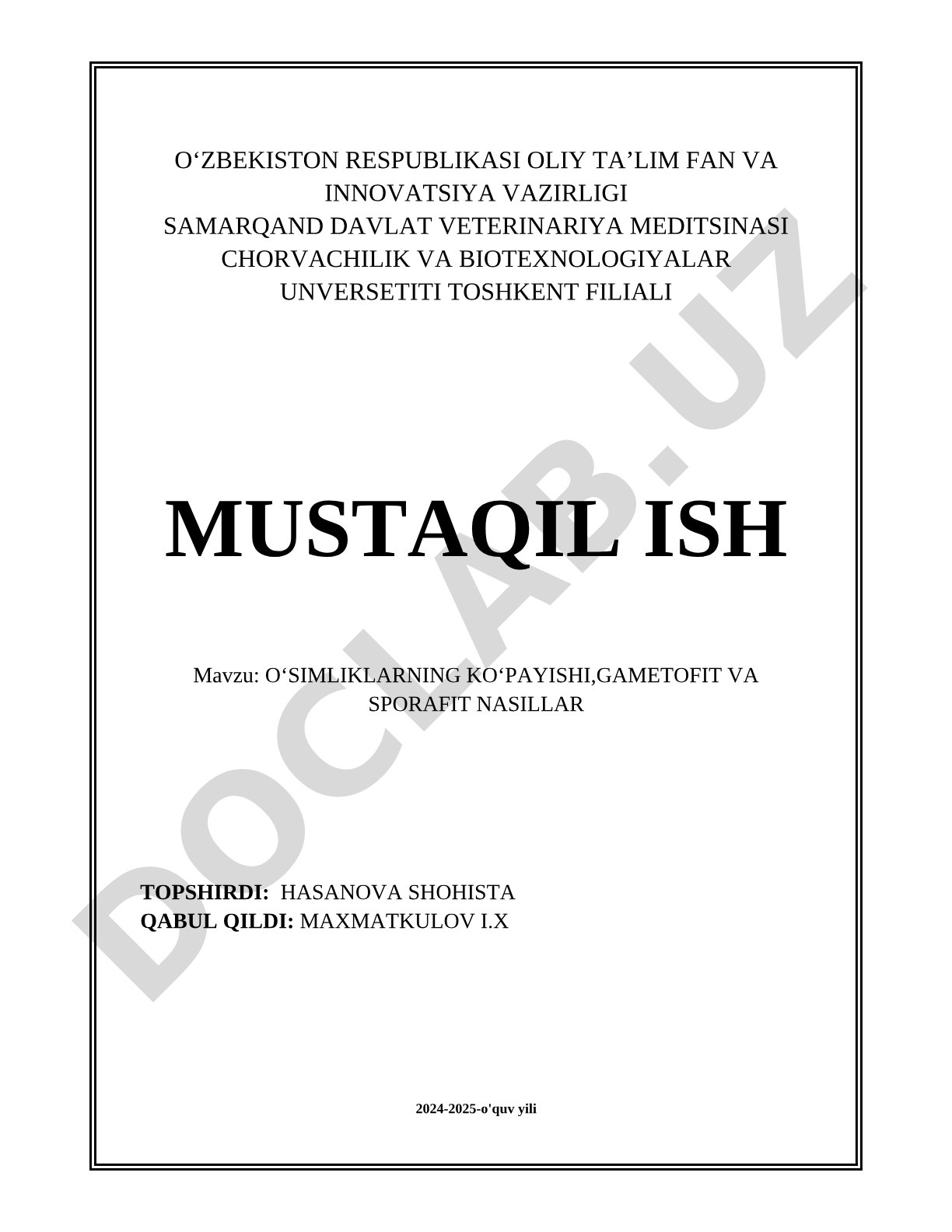 O'simliklarning ko'payishi, gametofit va sporafit nasillar