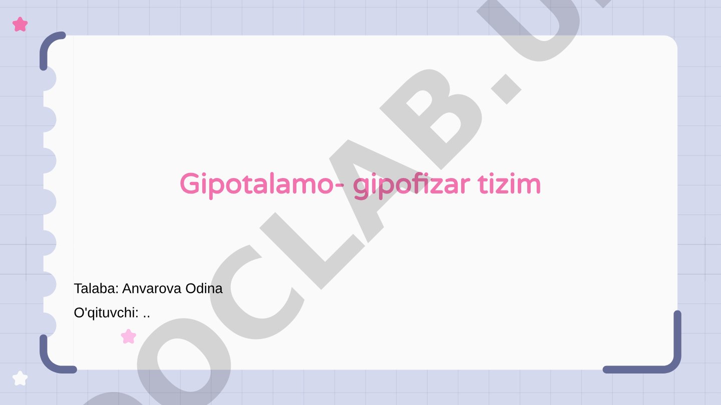 Gipotalamo-gipofizar tizimining tuzilishi va funksiyalari