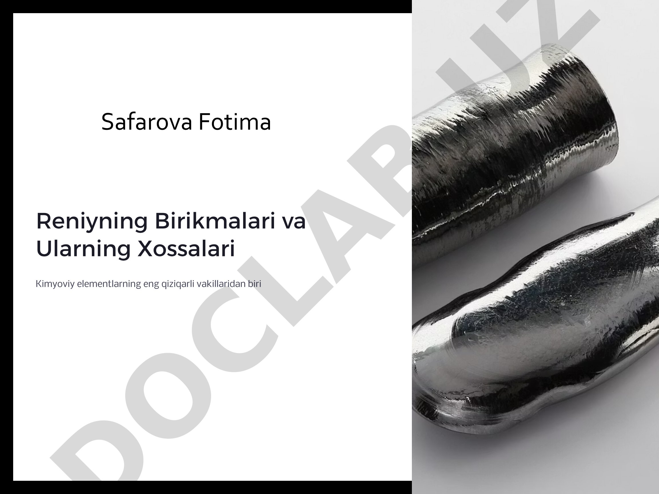 Reniyning Birikmalari va Ularning Xossalari