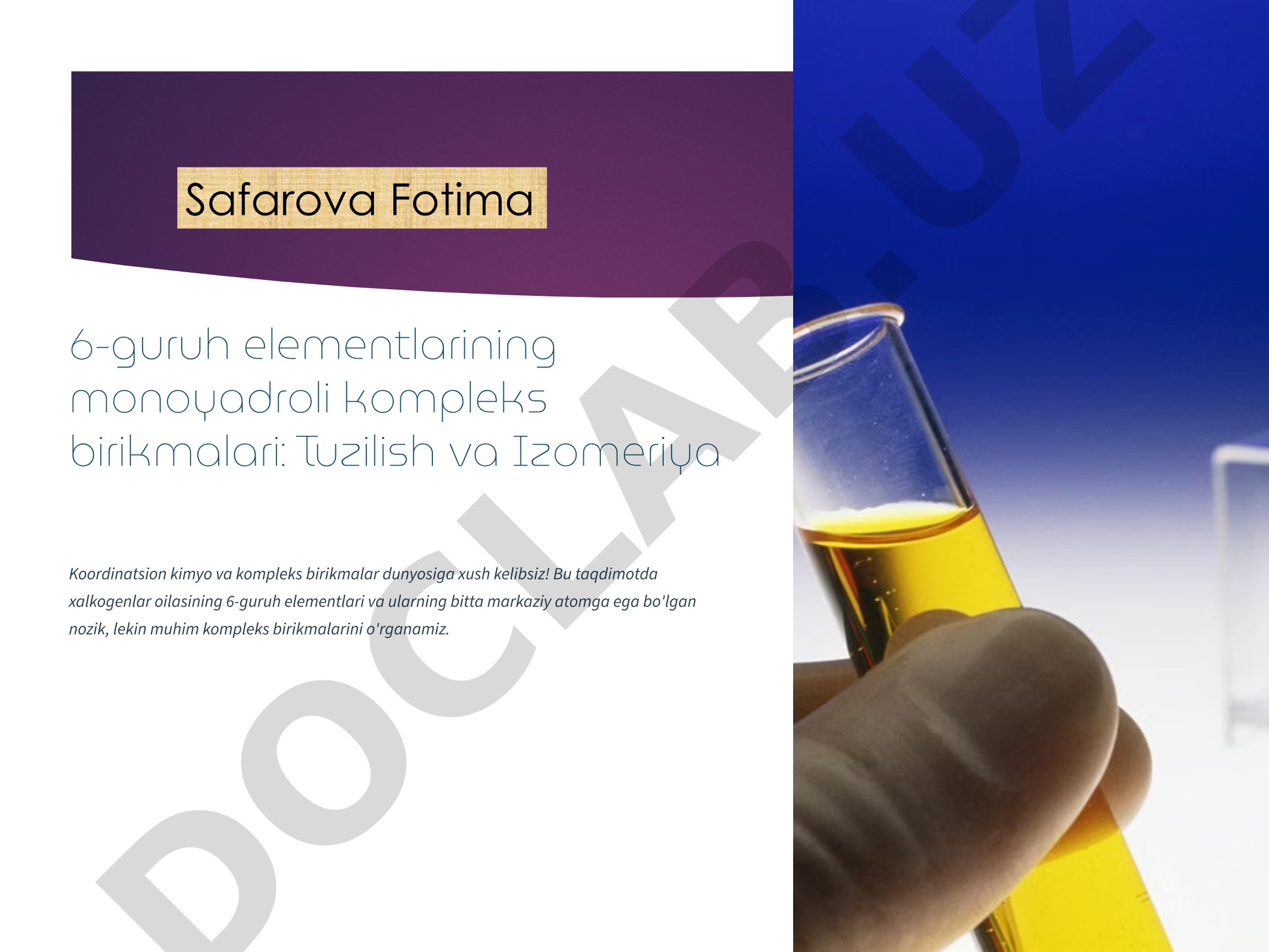 6-guruh elementlarining monoyadroli kompleks birikmalari: Tuzilish va Izomeriya