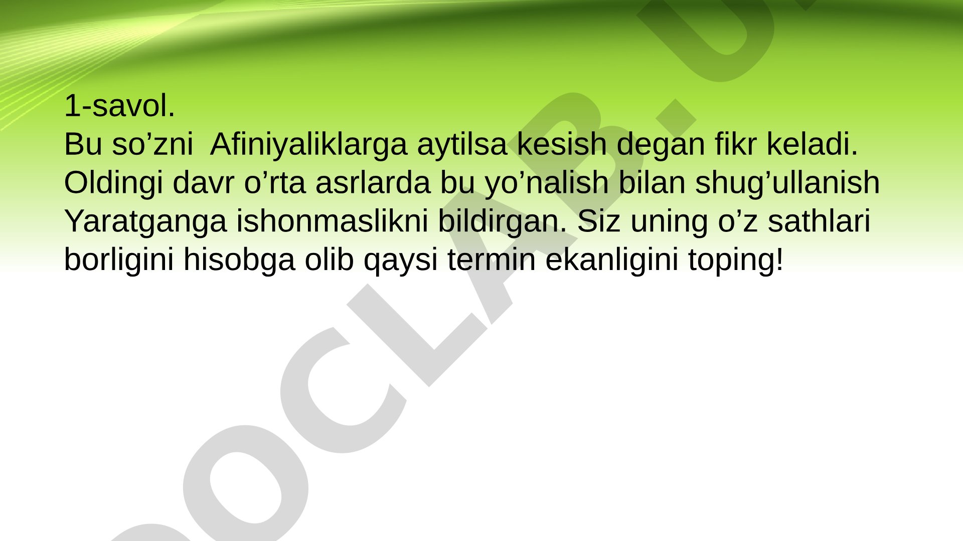 Tibbiyotga oid savol-javoblar