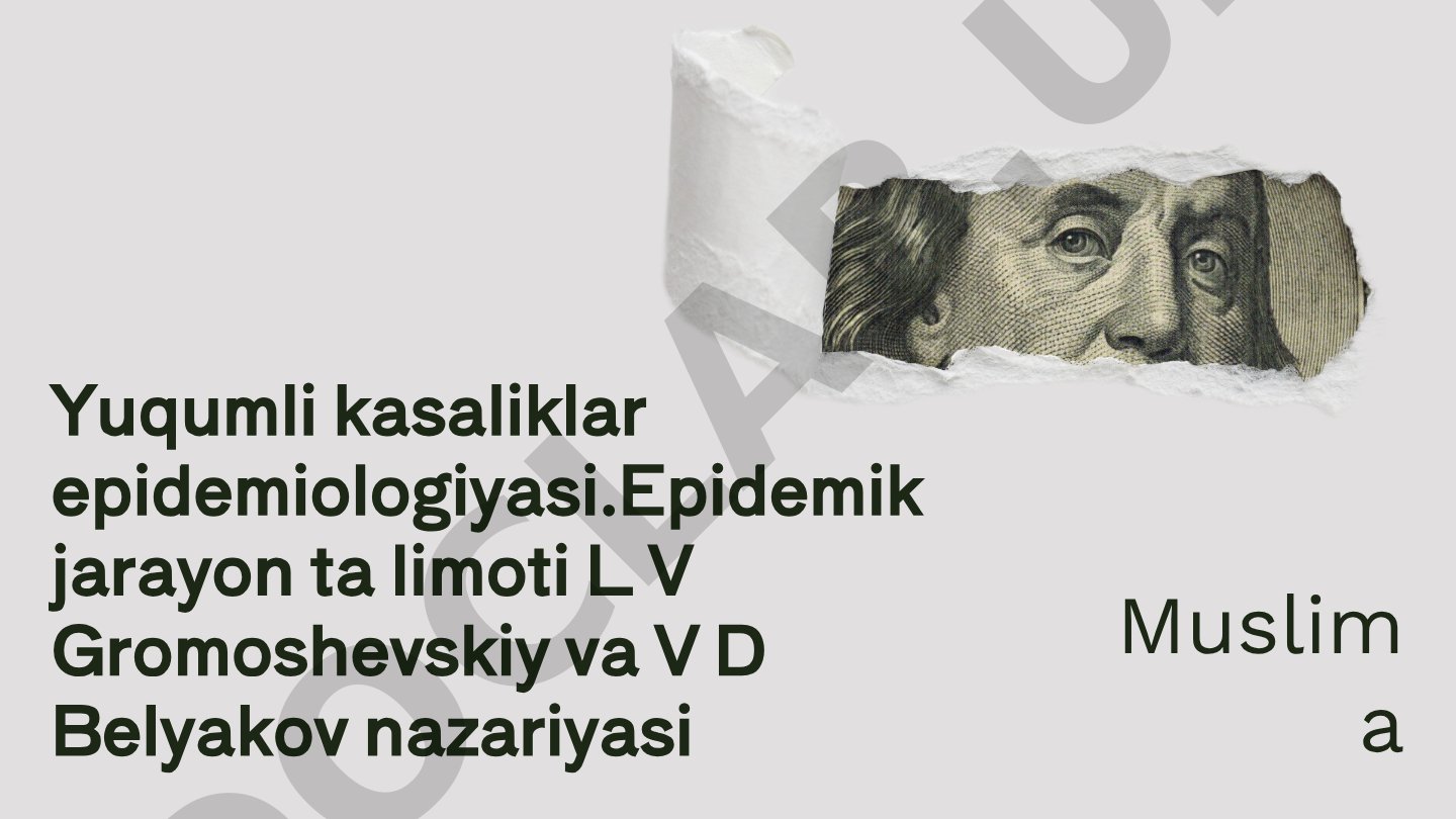 Yuqumli kasaliklar epidemiologiyasi va epidemik jarayon ta'limoti