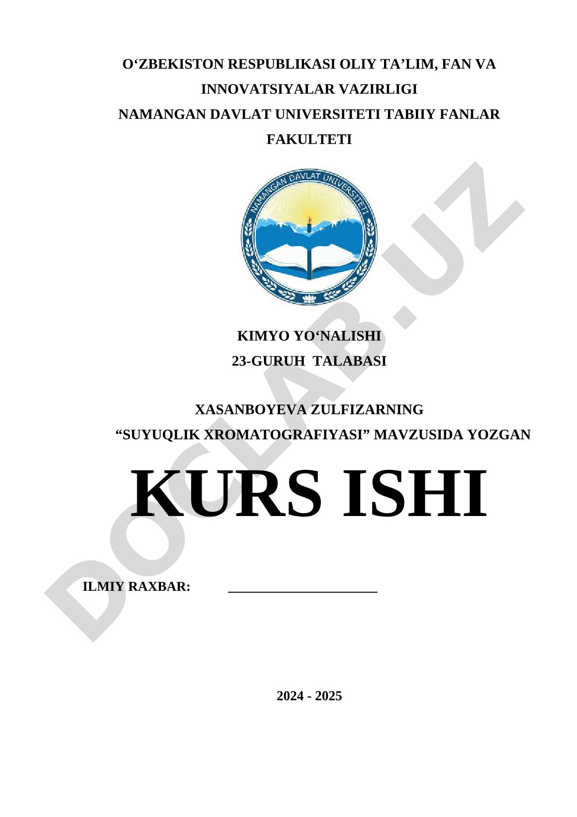 Suyuqlik xromatografiyasi: nazariy asoslari va amaliy qo'llanilishi